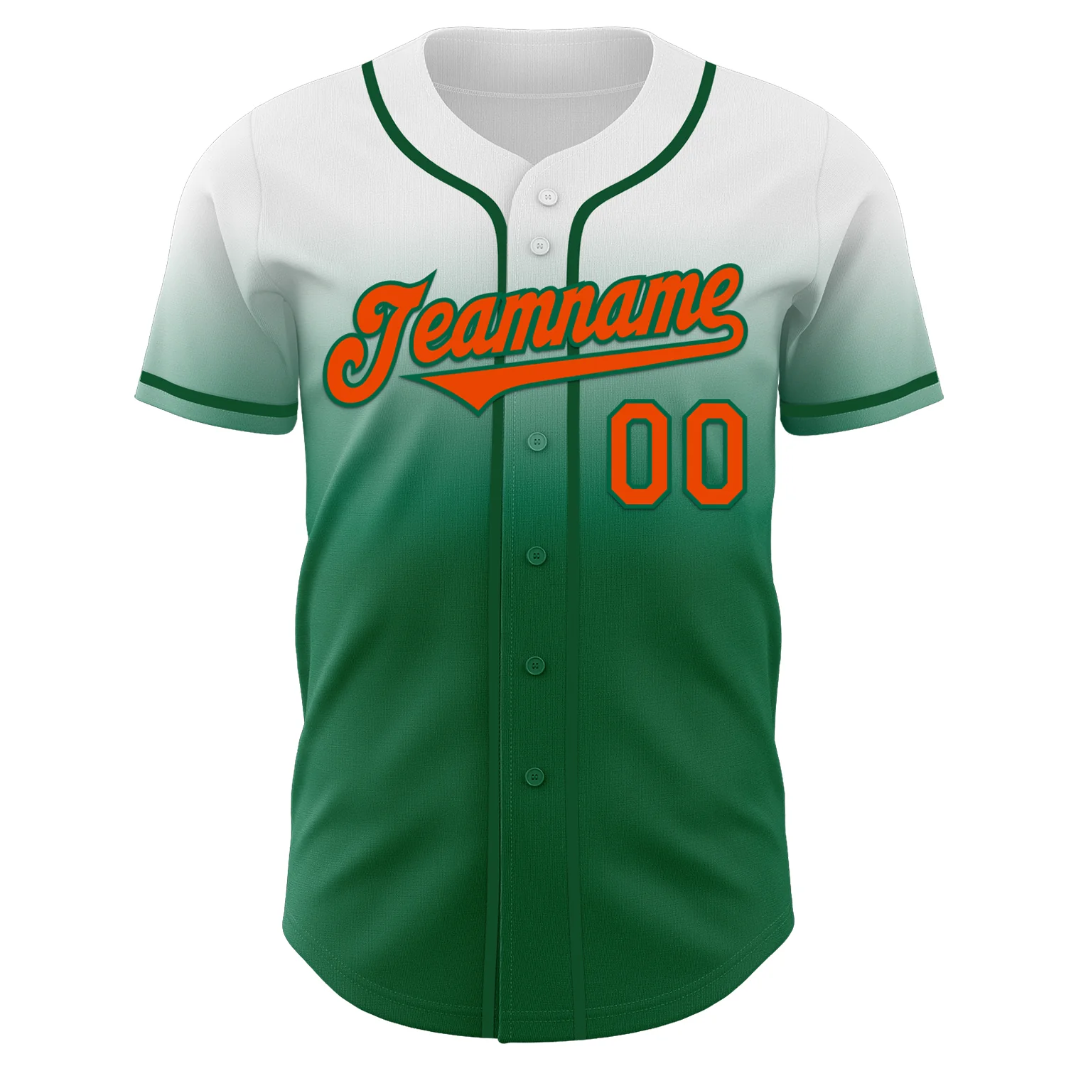 Custom White Orange-Kelly Green Authentic Fade Fashion Baseball Jersey - Image 2