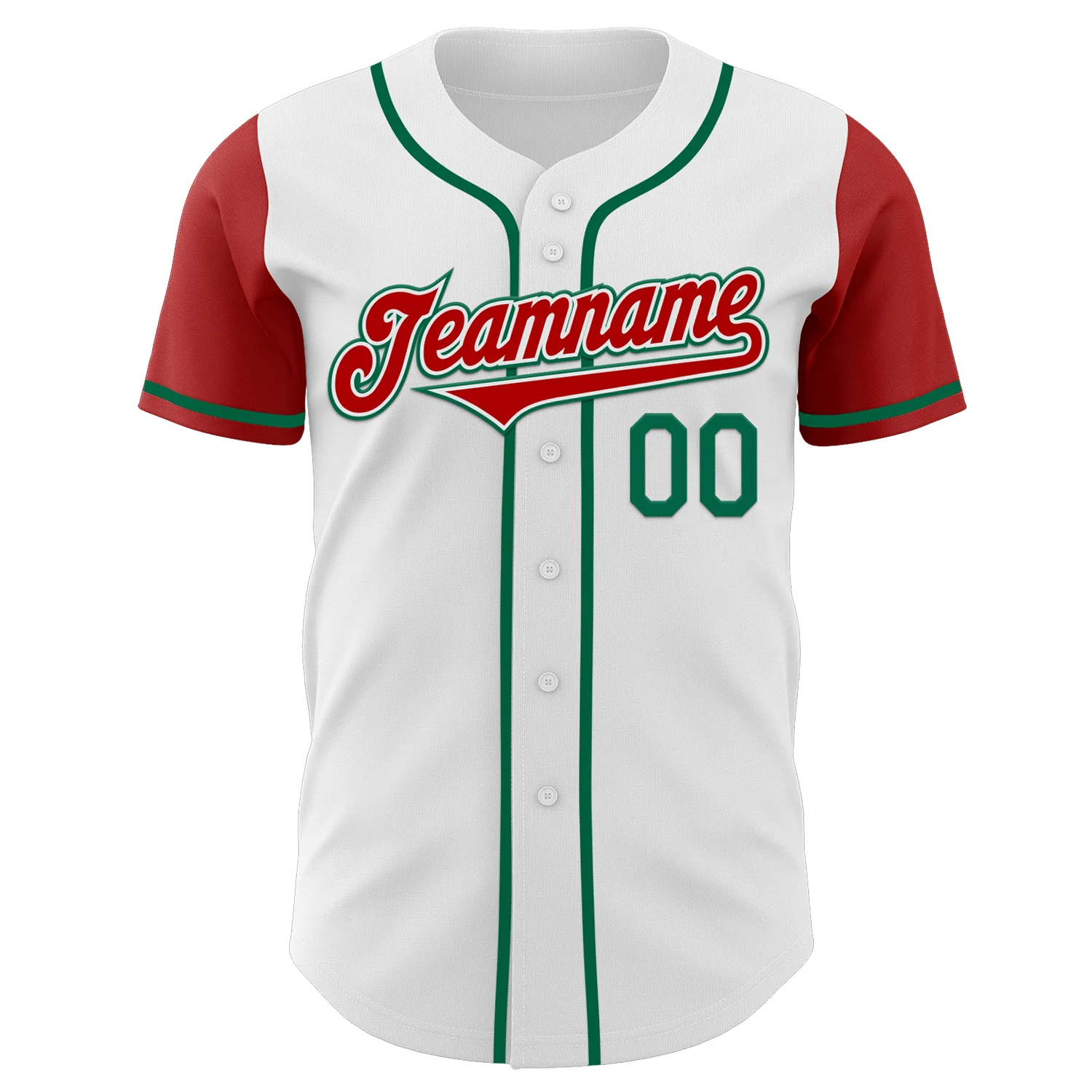 Custom White Red-Kelly Green Authentic Two Tone Baseball Jersey - Image 2
