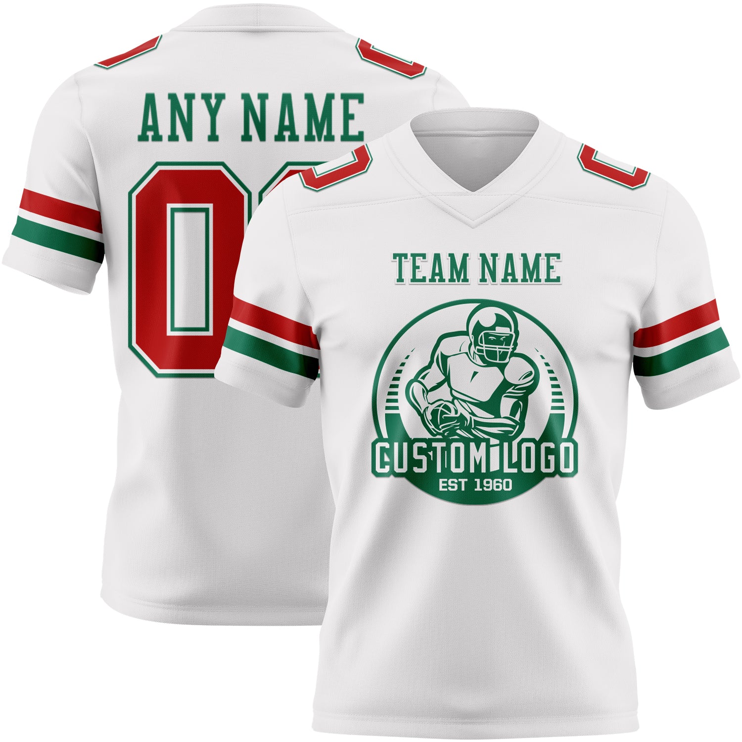 Custom White Red-Kelly Green Authentic Football Jersey - Image 2