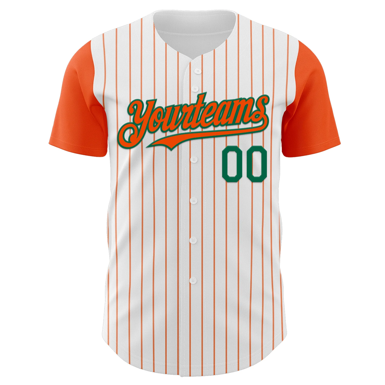 Custom White Orange Pinstripe Kelly Green Authentic Two Tone Baseball Jersey - Image 2