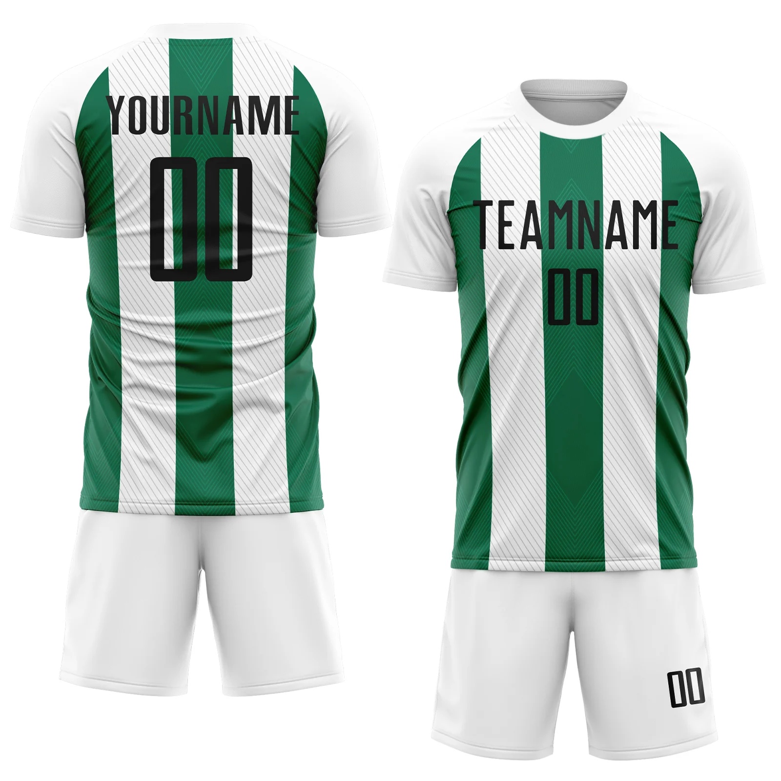 Custom White Black-Kelly Green Line Sublimation Soccer Uniform Jersey - Image 2