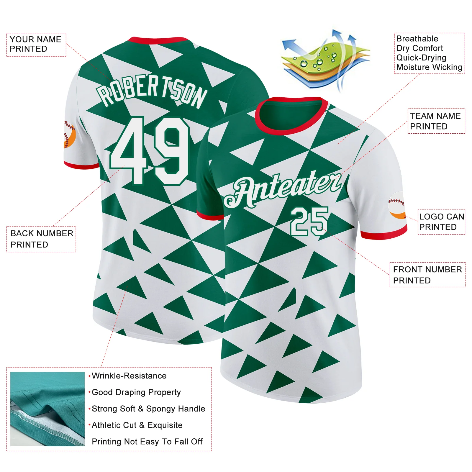 Custom White Kelly Green-Fire Red Mexico Soccer Jersey Performance T-Shirt - Image 2