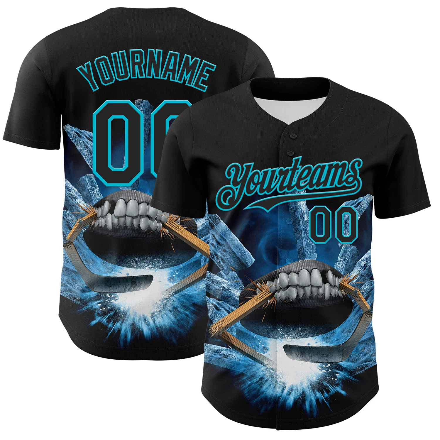 Custom Black Lakes Blue Tom Wood Monster Puck Authentic Baseball Jersey