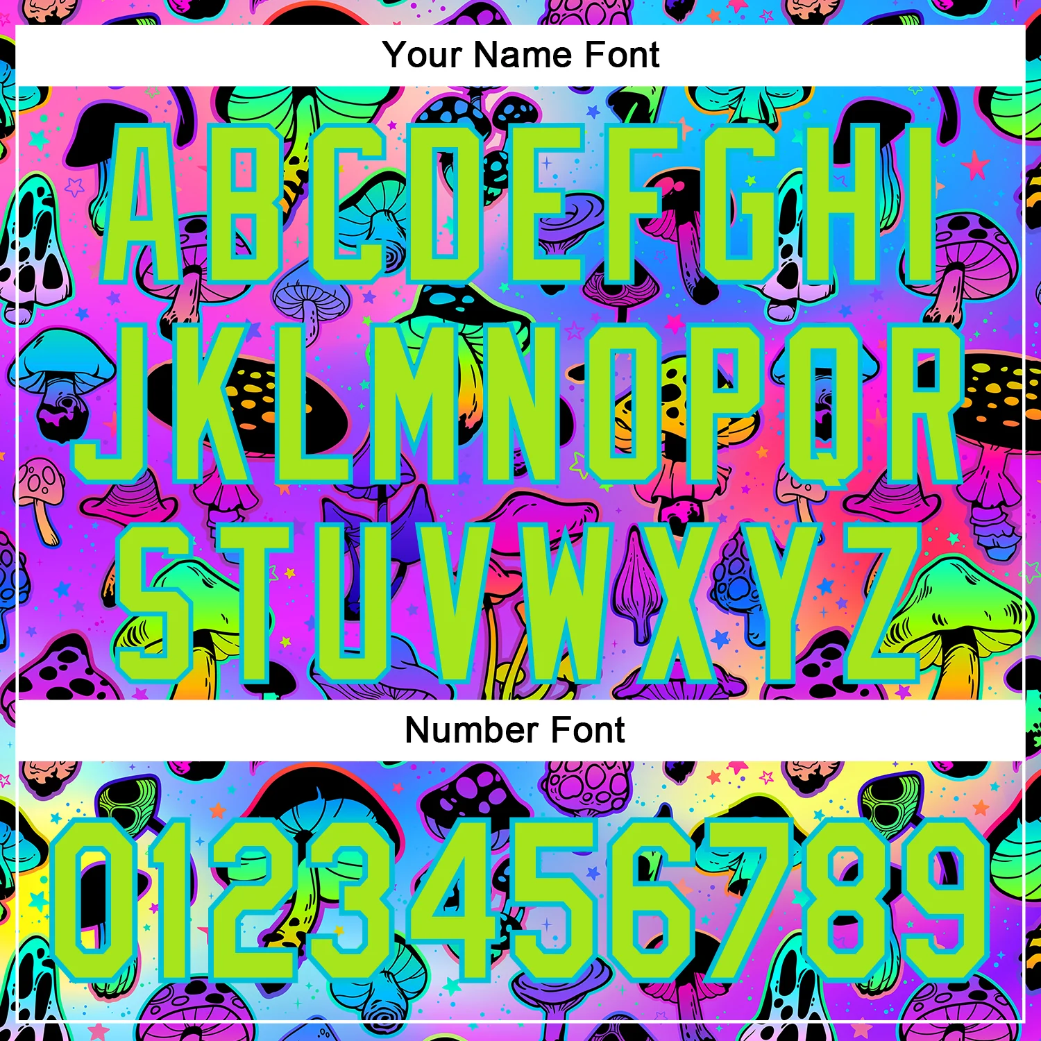 Custom Purple Neon Green-Lakes Blue 3D Pattern Design Trippy Psychedelic Magic Mushrooms Authentic Baseball Jersey - Image 5