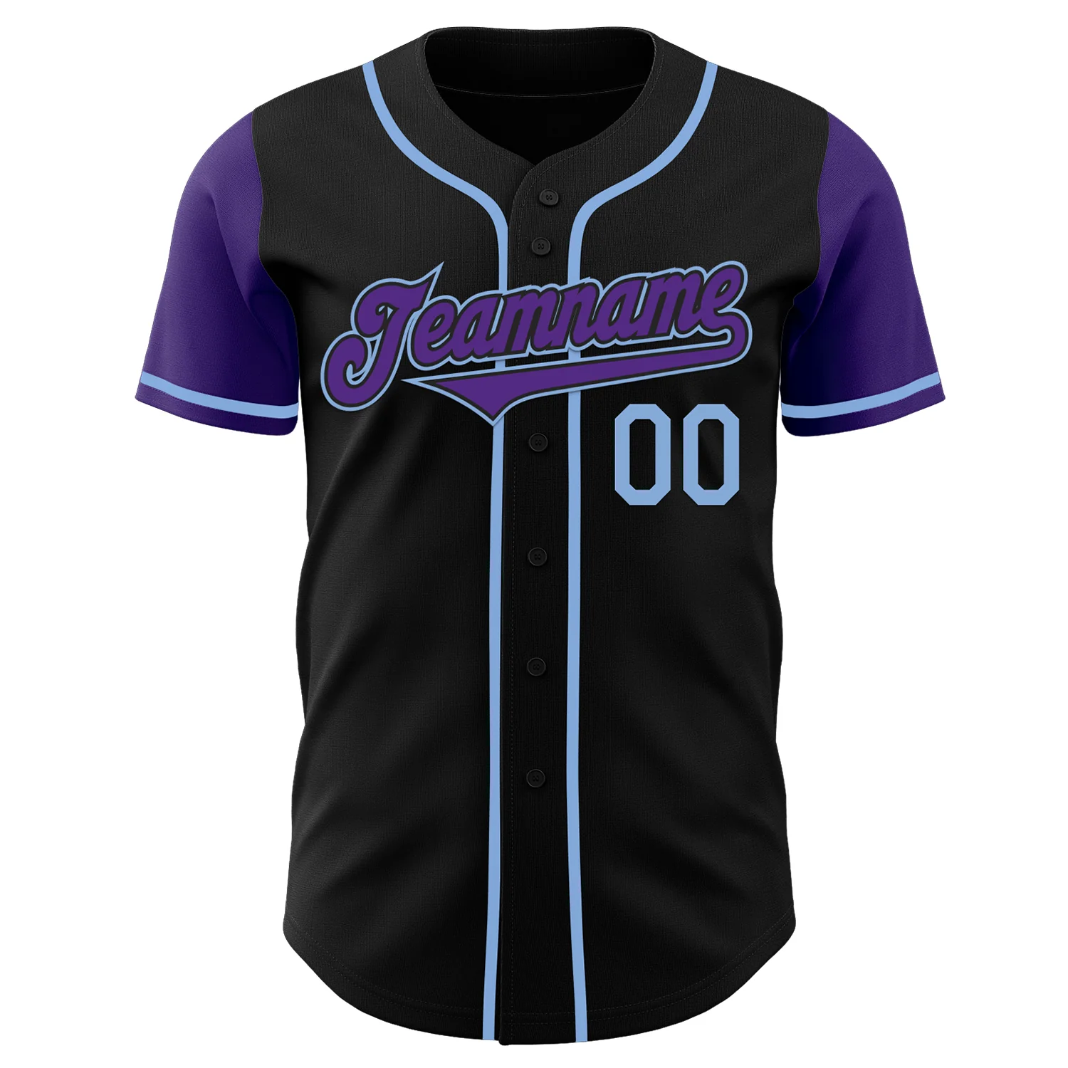 Custom Black Purple-Light Blue Authentic Two Tone Baseball Jersey - Image 2