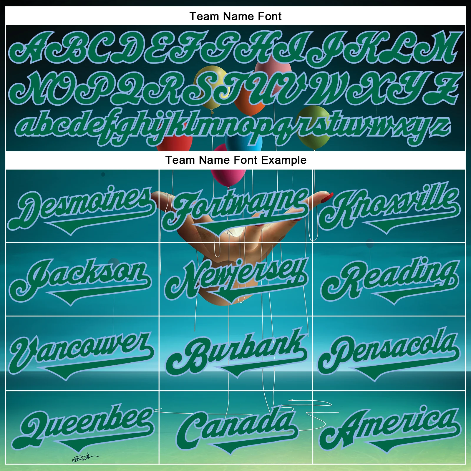 Custom Blue Kelly Green-Light Blue 3D Marcel Caram Allegory With Hand Authentic Baseball Jersey - Image 4