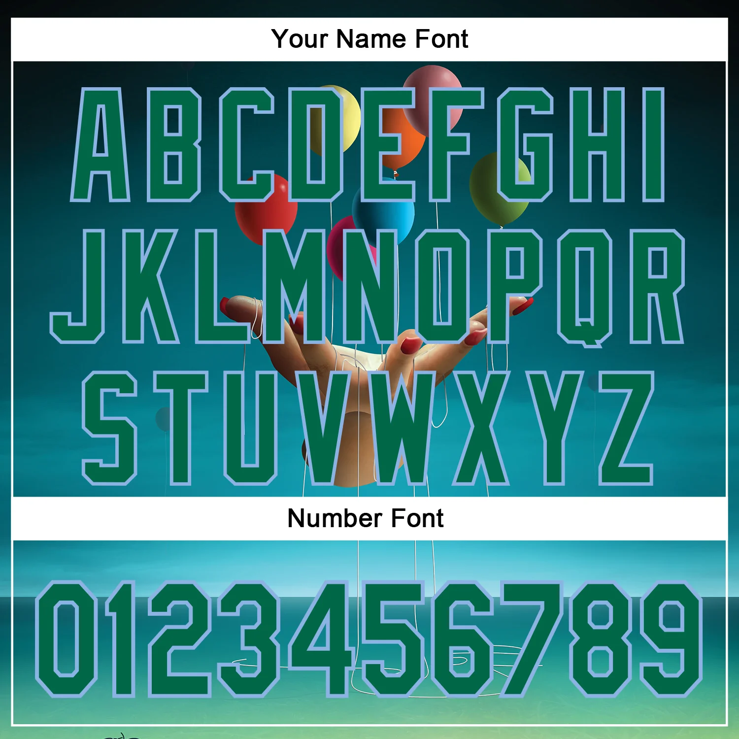 Custom Blue Kelly Green-Light Blue 3D Marcel Caram Allegory With Hand Authentic Baseball Jersey - Image 5