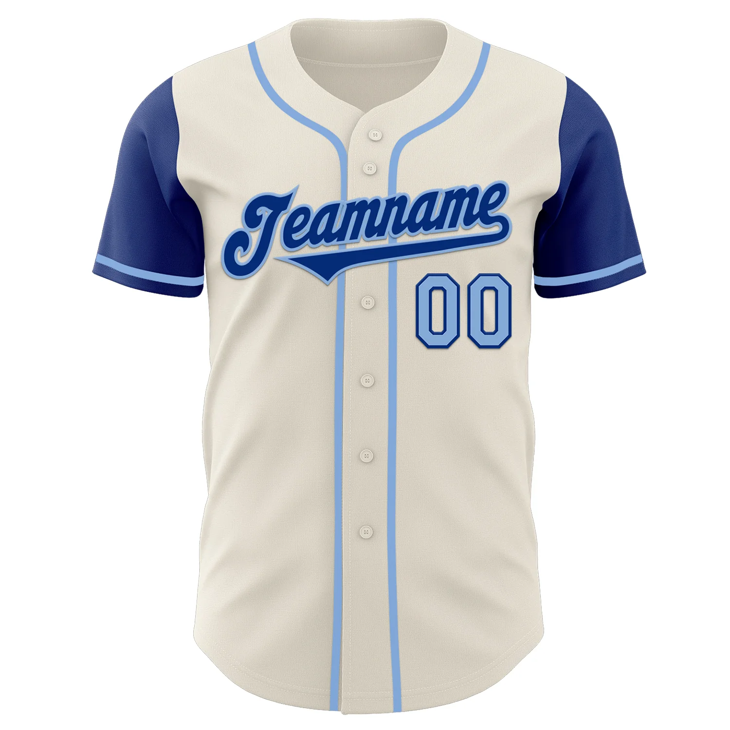 Custom Cream Royal-Light Blue Authentic Two Tone Baseball Jersey - Image 2