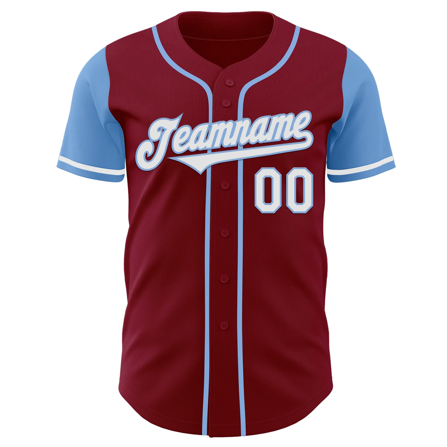 Custom Crimson White-Light Blue Authentic Two Tone Baseball Jersey - Image 2
