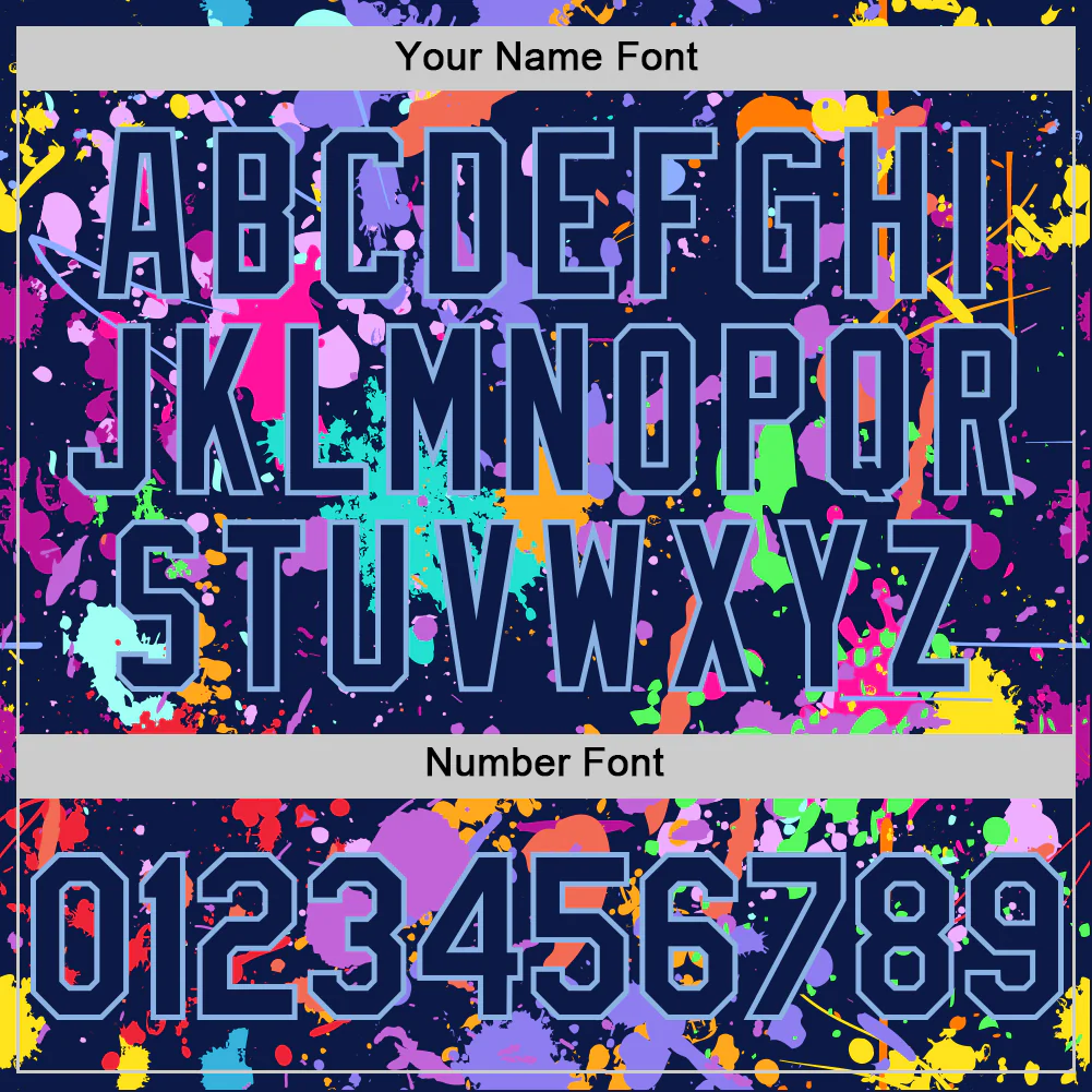 Custom Graffiti Pattern Navy-Light Blue Authentic Baseball Jersey - Image 5