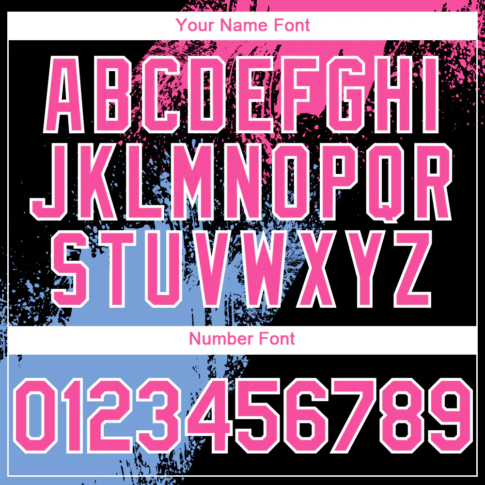 Custom Black Pink Light Blue-White Abstract Brush Stroke 3D Pattern Design Bomber Full-Snap Varsity Letterman Hoodie Jacket - Image 6