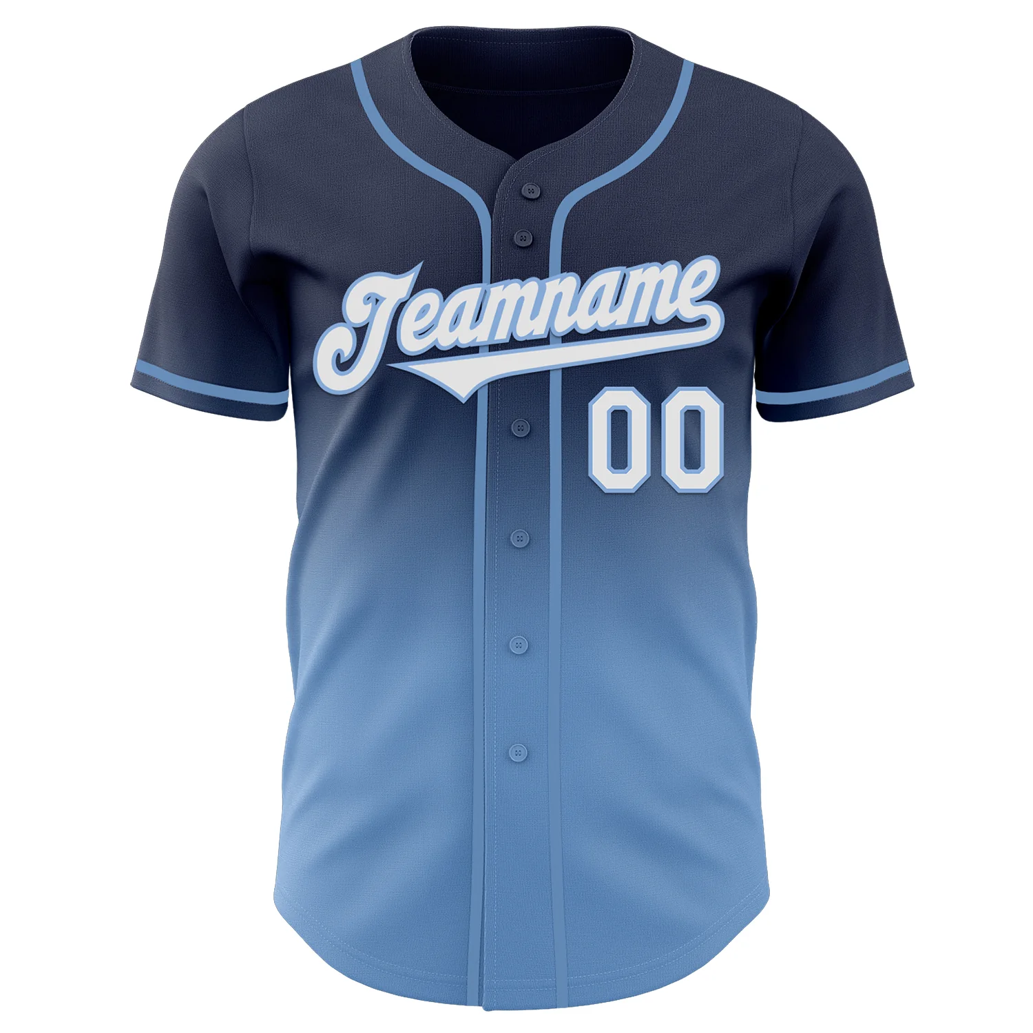 Custom Navy White-Light Blue Authentic Fade Fashion Baseball Jersey - Image 2