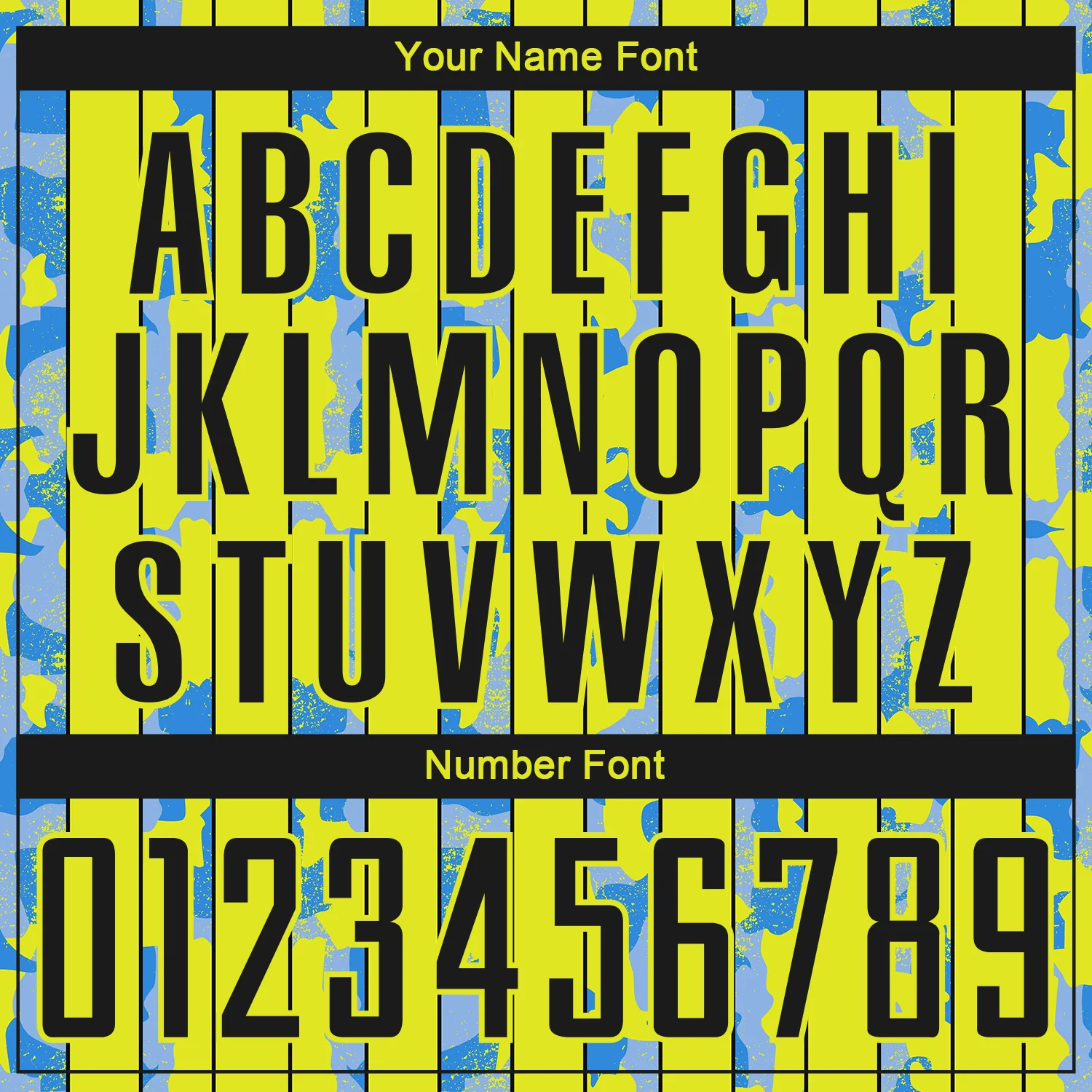 Custom Neon Yellow Black-Light Blue Camo Stripe Sports Sublimation Soccer Uniform Jersey - Image 6