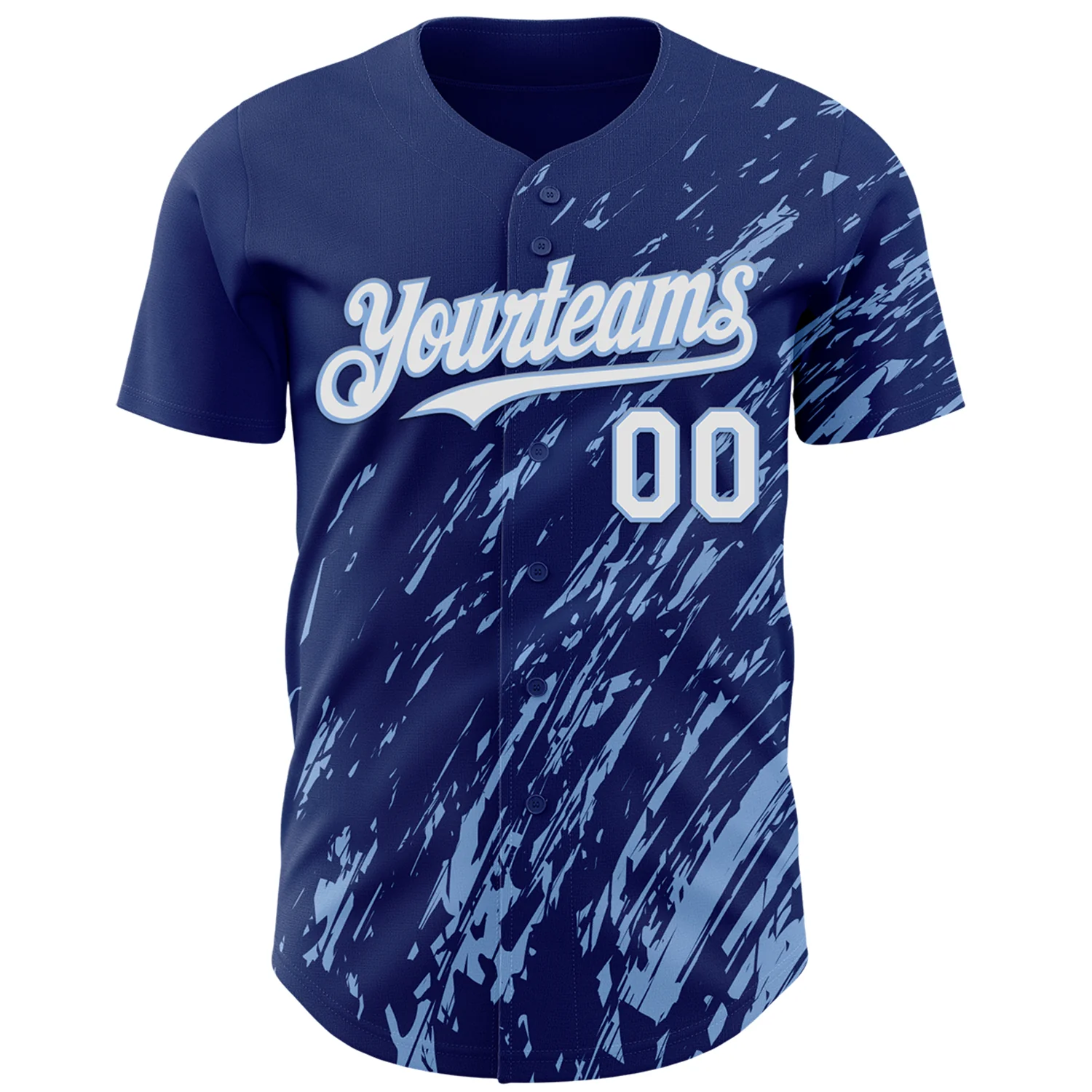 Custom Royal White-Light Blue Paint Stroke Grunge Streak Authentic Baseball Jersey - Image 2
