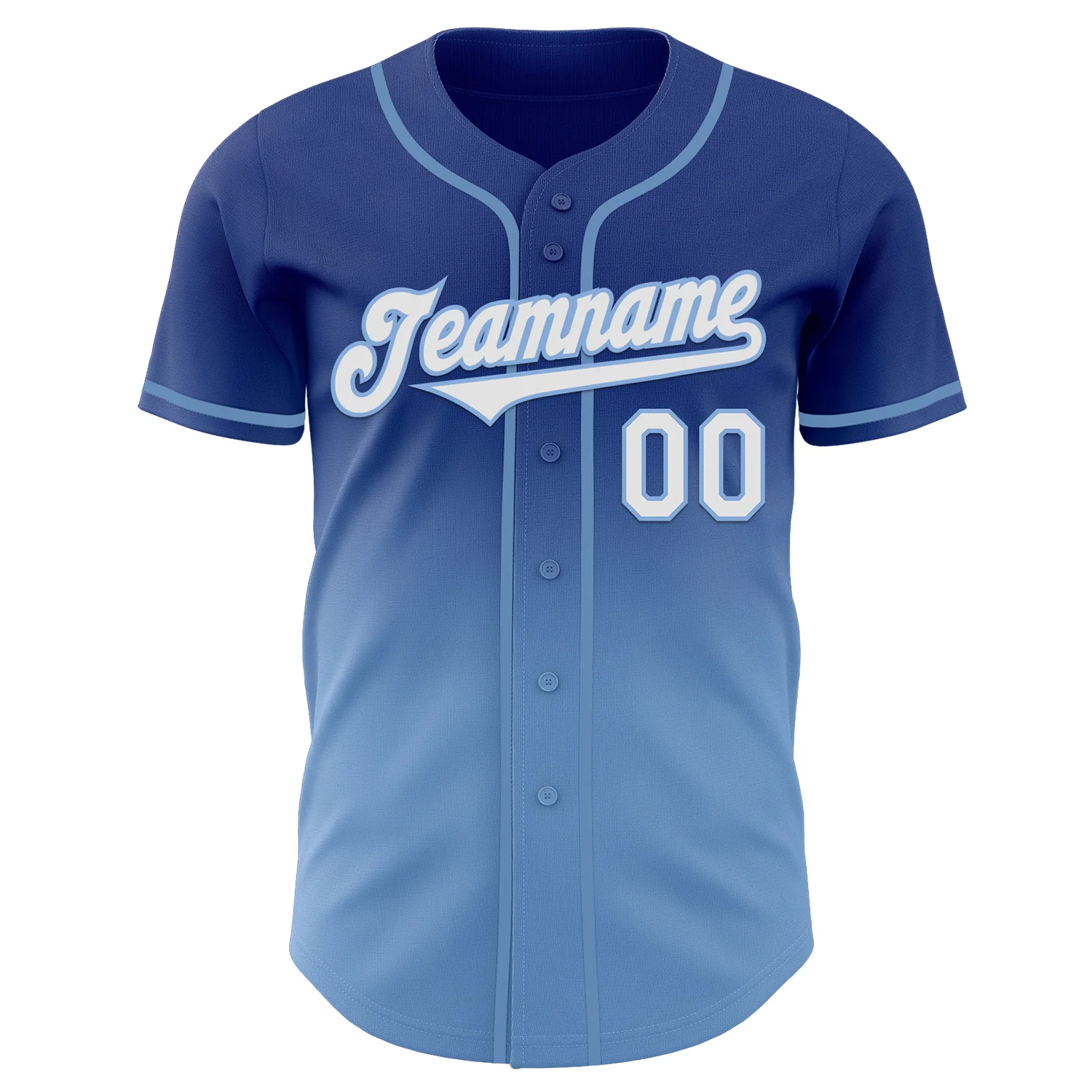 Custom Royal White-Light Blue Authentic Fade Fashion Baseball Jersey - Image 2