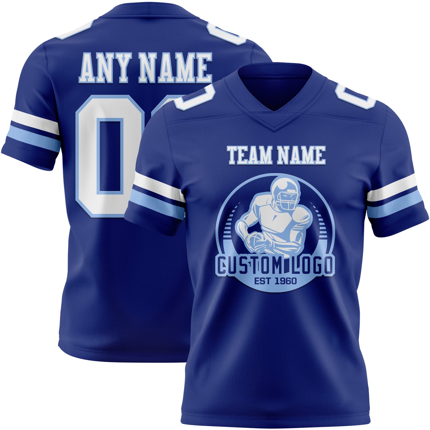Custom Royal White-Light Blue Authentic Football Jersey - Image 2
