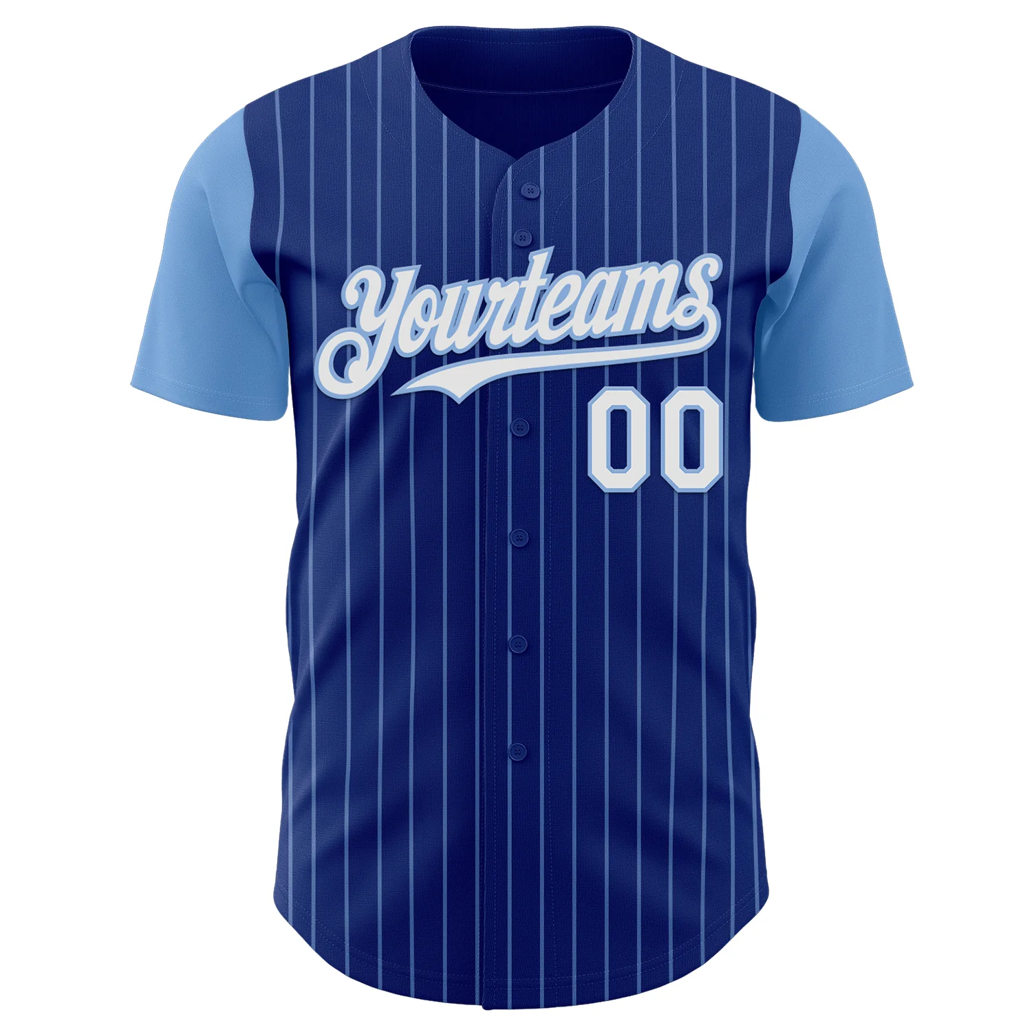 Custom Royal Light Blue Pinstripe White Authentic Two Tone Baseball Jersey - Image 2