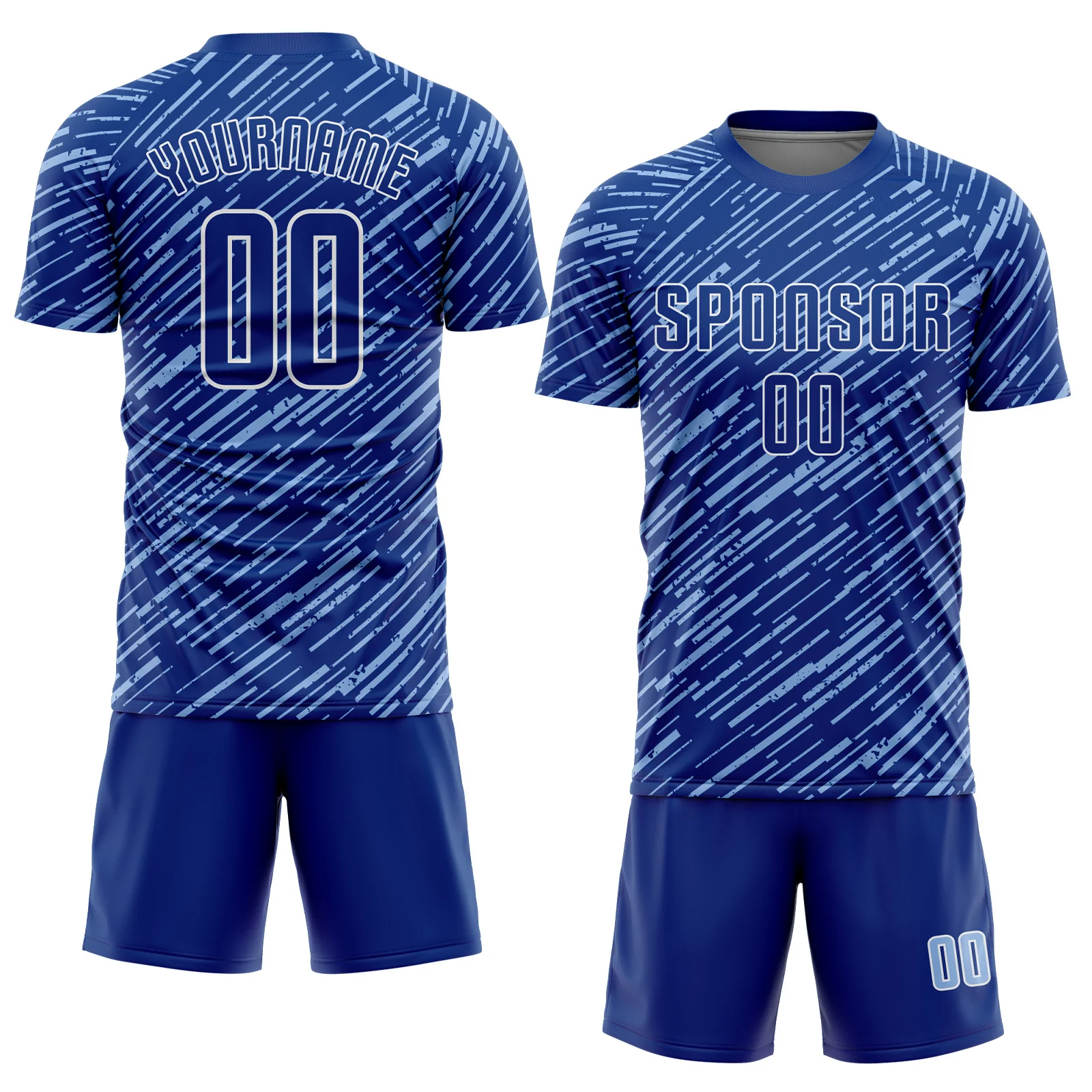 Custom Royal Light Blue-White Line Sports Sublimation Soccer Uniform Jersey - Image 2