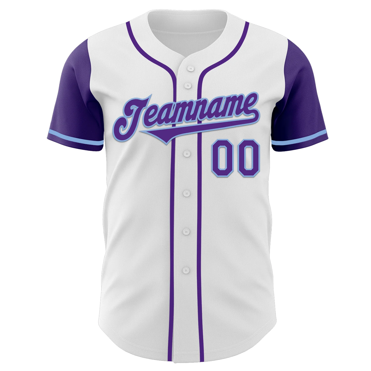 Custom White Purple-Light Blue Authentic Two Tone Baseball Jersey - Image 2