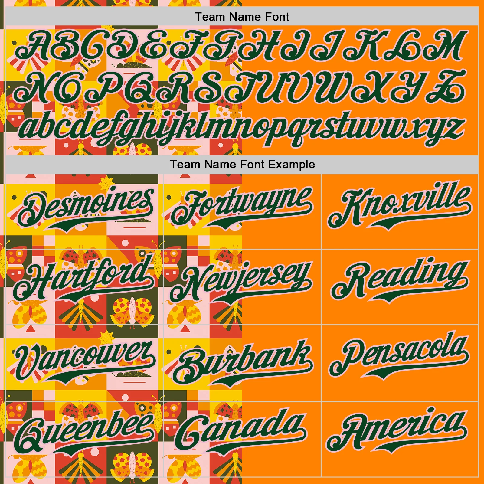 Custom Bay Orange Green-Light Pink 3D Ambartive Checkered Butterfly Pattern Authentic Baseball Jersey - Image 4