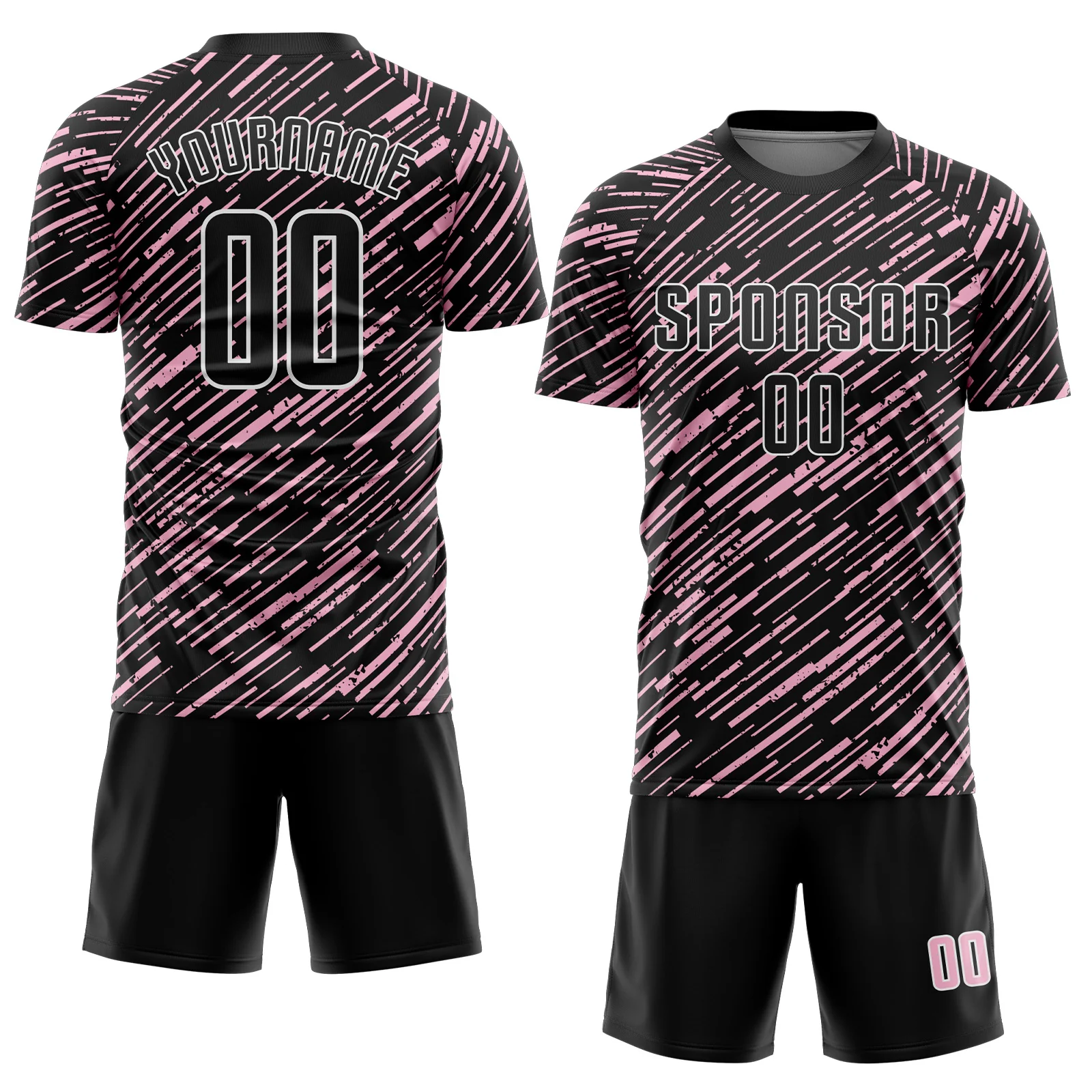 Custom Black Light Pink-White Line Sports Sublimation Soccer Uniform Jersey - Image 2