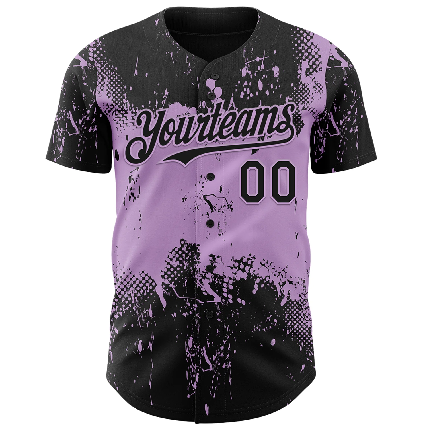 Custom Black Light Purple Abstract Splatter Grunge Paint Authentic Baseball Jersey - Image 2