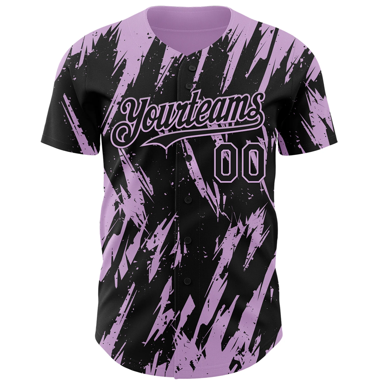 Custom Black Light Purple Splatter Torn Sharp Brush Stroke Authentic Baseball Jersey - Image 2