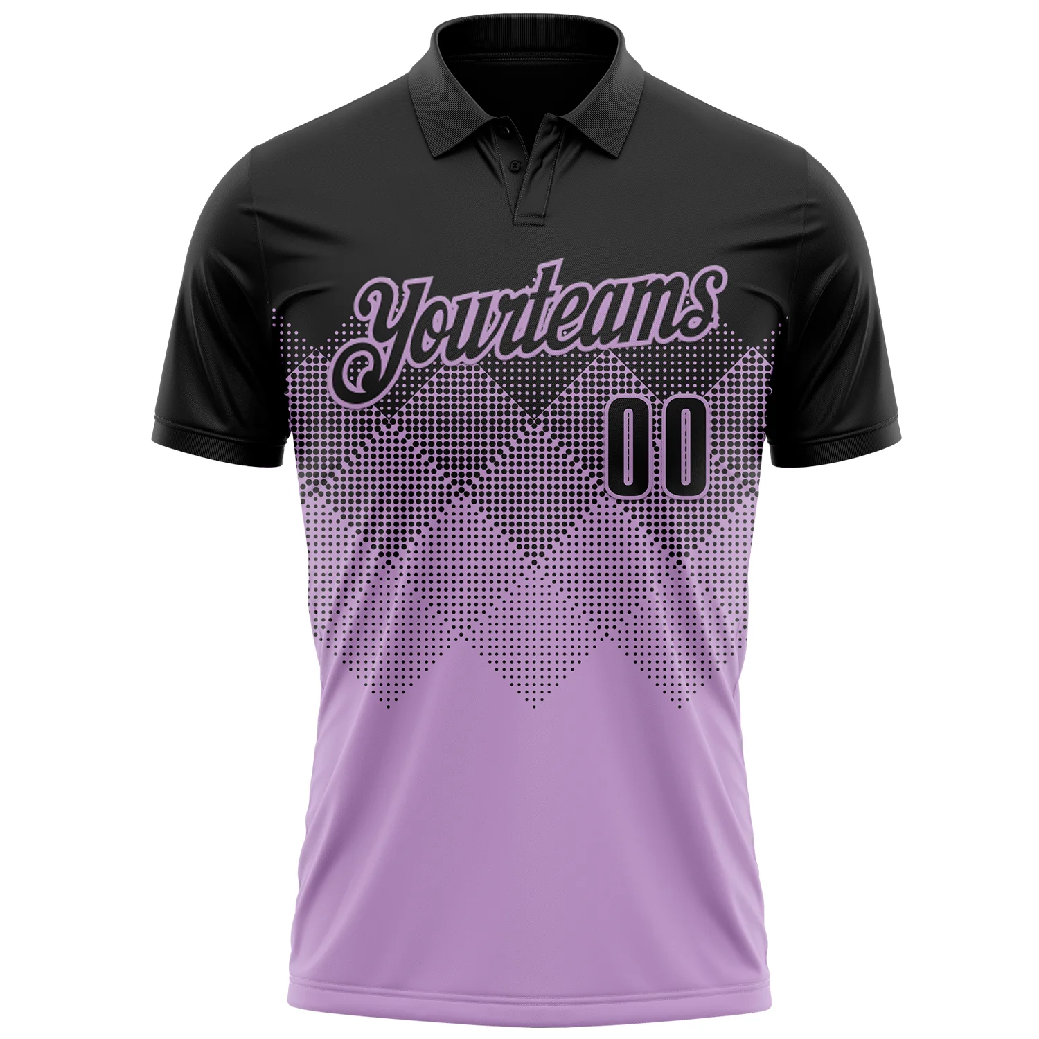 Custom Black Light Purple 3D Gradient Square Shape Performance Polo Shirt - Image 2