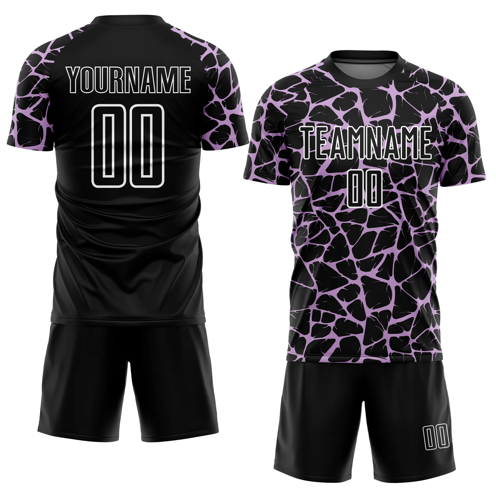 Custom Black Light Purple-White Abstract Network Splash Sublimation Soccer Uniform Jersey - Image 2