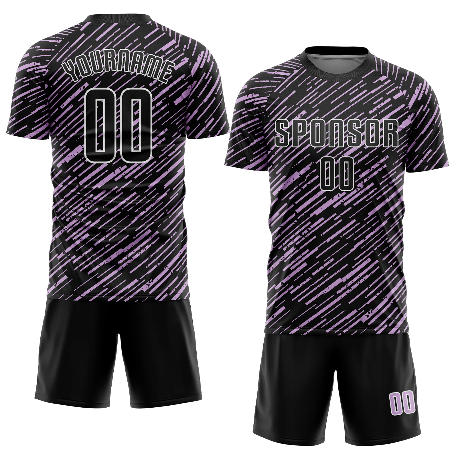 Custom Black Light Purple-White Line Sports Sublimation Soccer Uniform Jersey - Image 2
