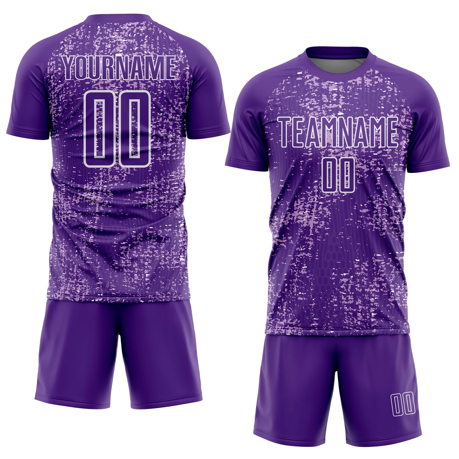Custom Purple Light Purple-White France Speckle Sublimation Soccer Uniform Jersey - Image 2