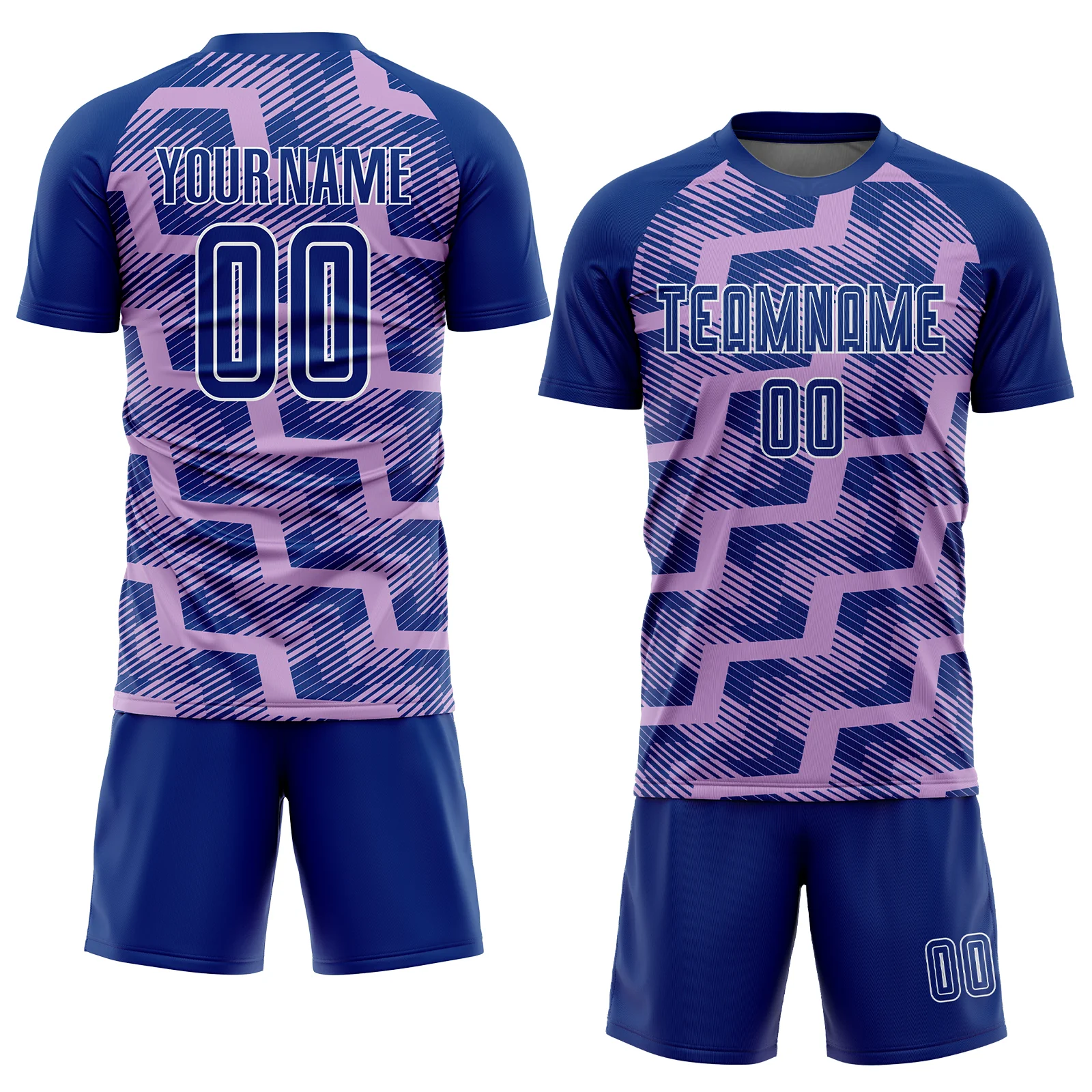 Custom Royal Light Purple-White Line Sublimation Soccer Uniform Jersey - Image 2
