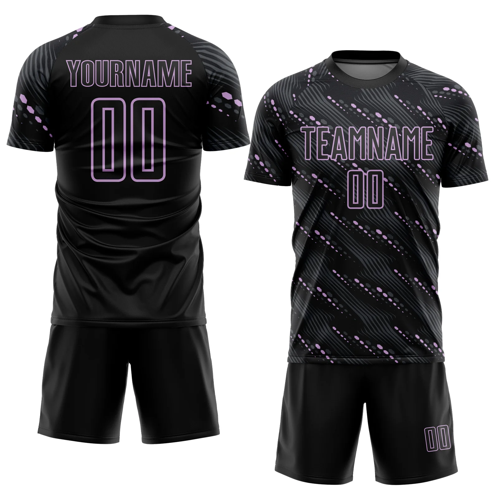 Custom Black Light Purple Slant Lines Sports Sublimation Soccer Uniform Jersey - Image 2