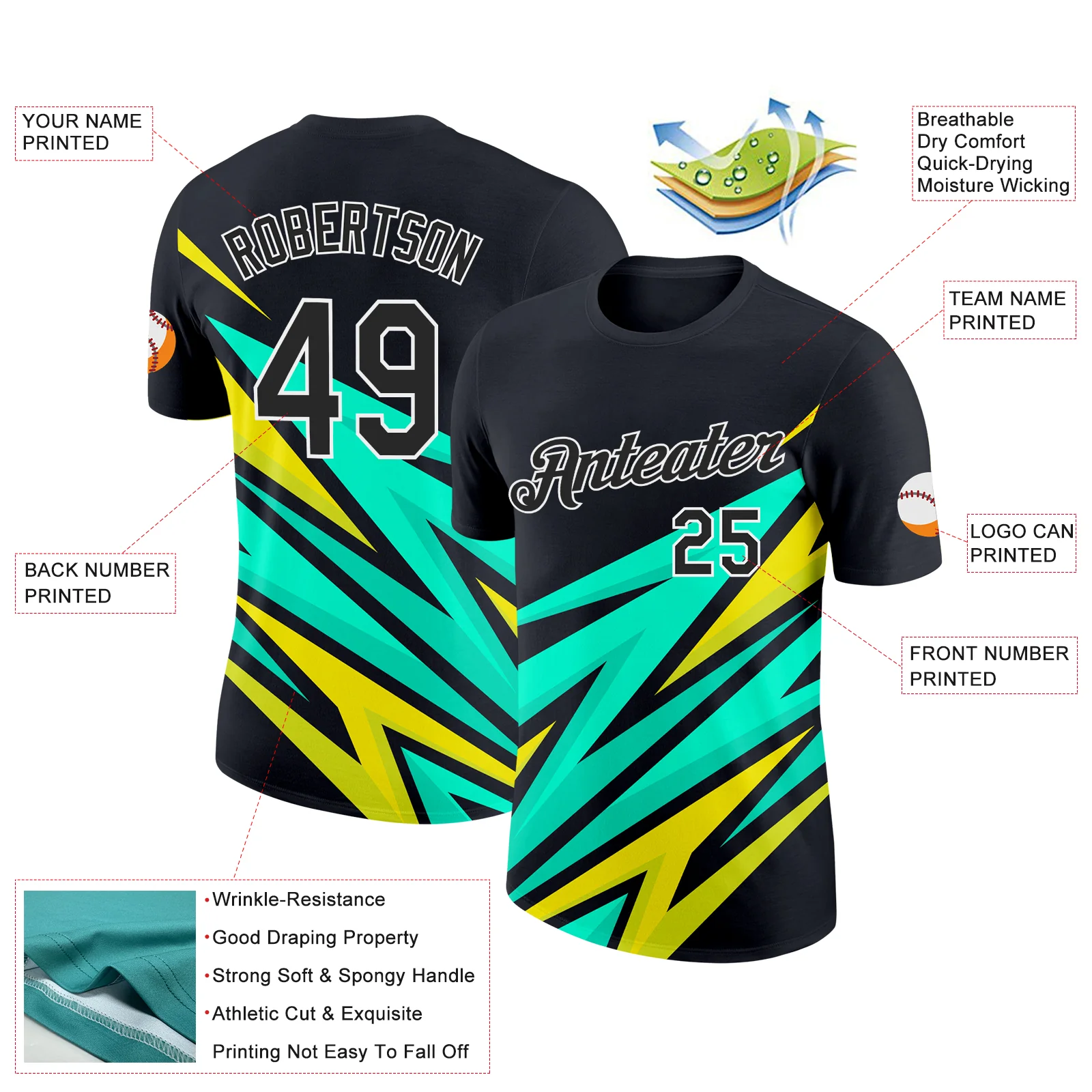 Custom Black Light Yellow-Neon Yellow 3D Esports Performance T-Shirt - Image 2