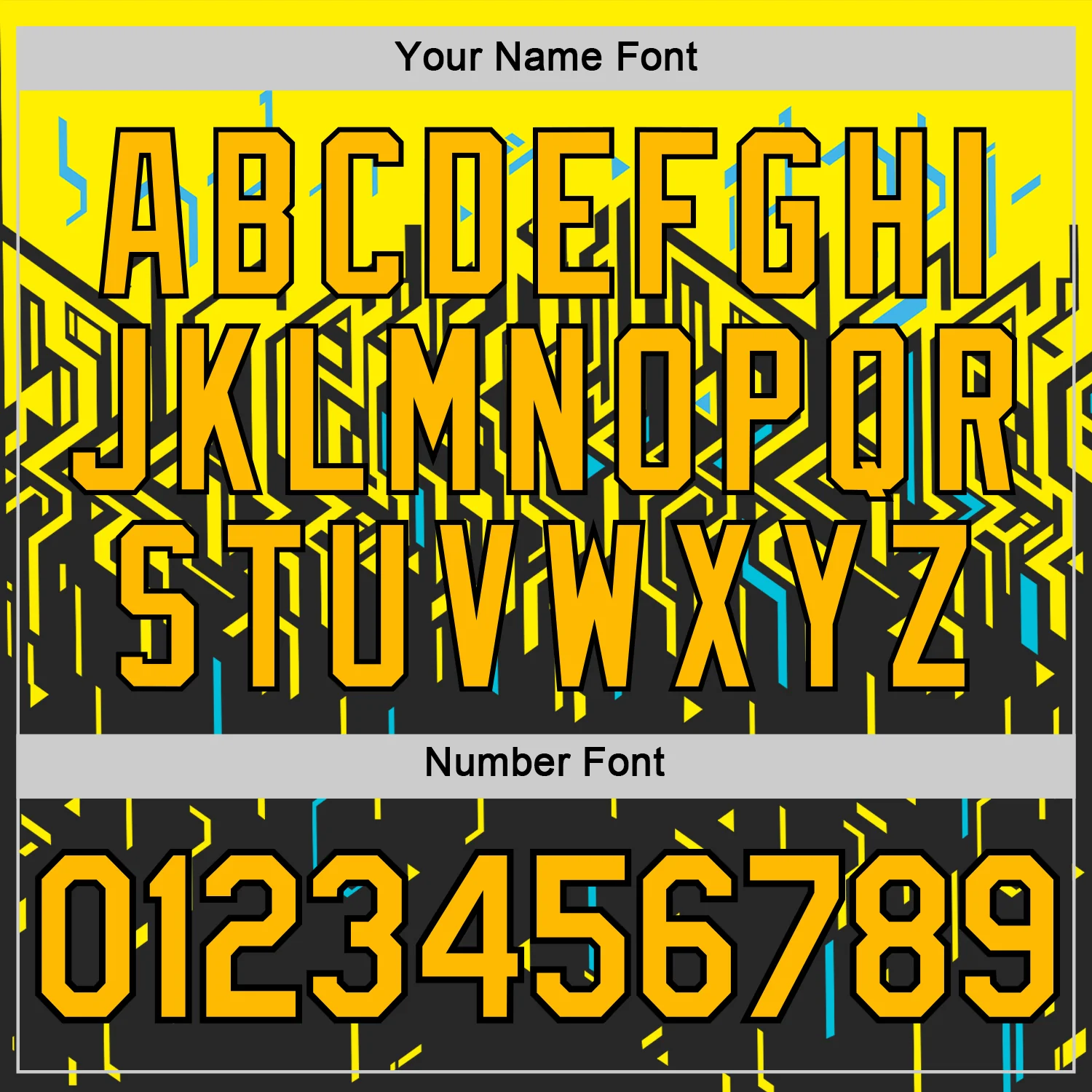 Custom Black Gold Light Yellow-Sky Blue 3D Esports Performance T-Shirt - Image 4