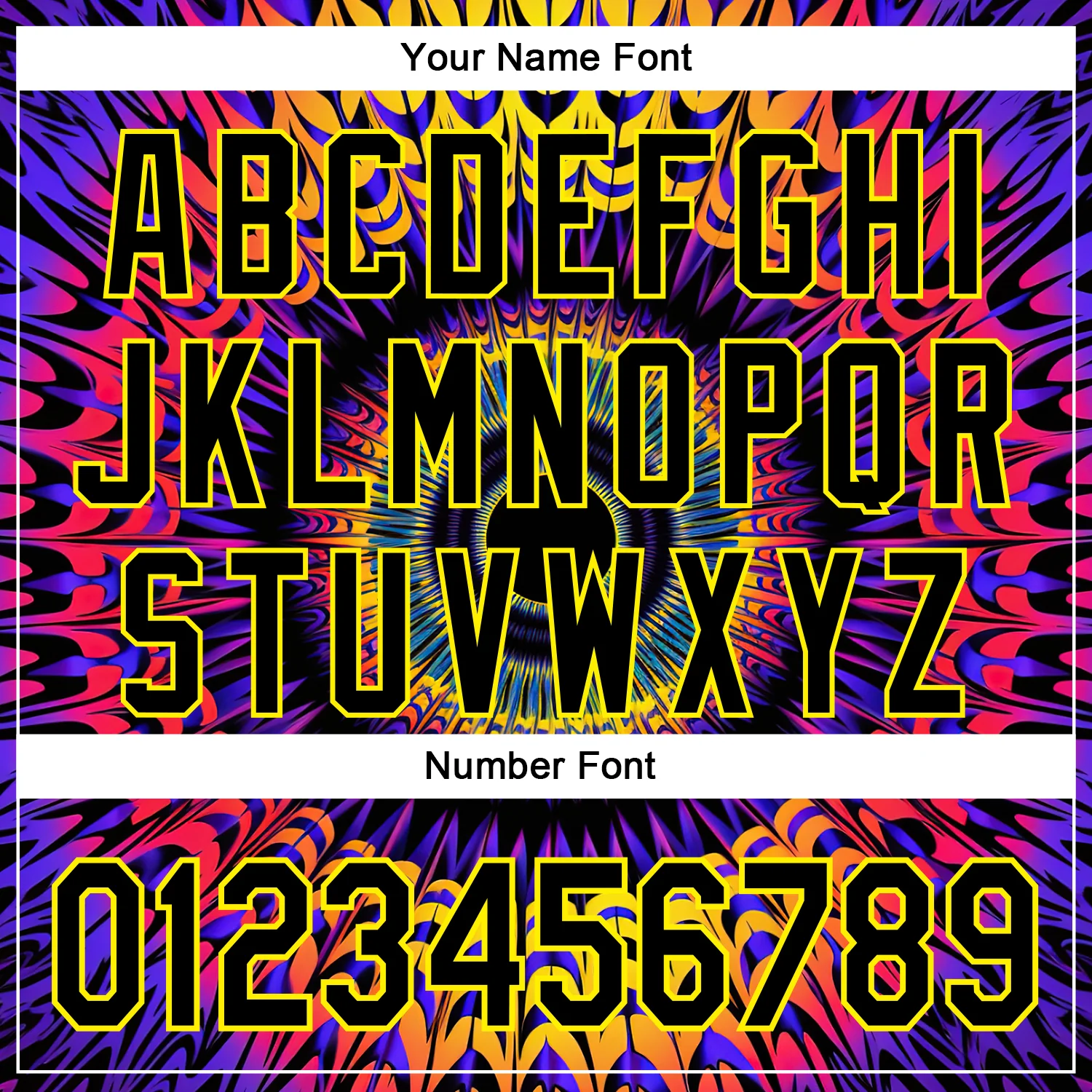 Custom Black Light Yellow 3D Pattern Design Rave Psychedelic Fractal Style Authentic Baseball Jersey - Image 5