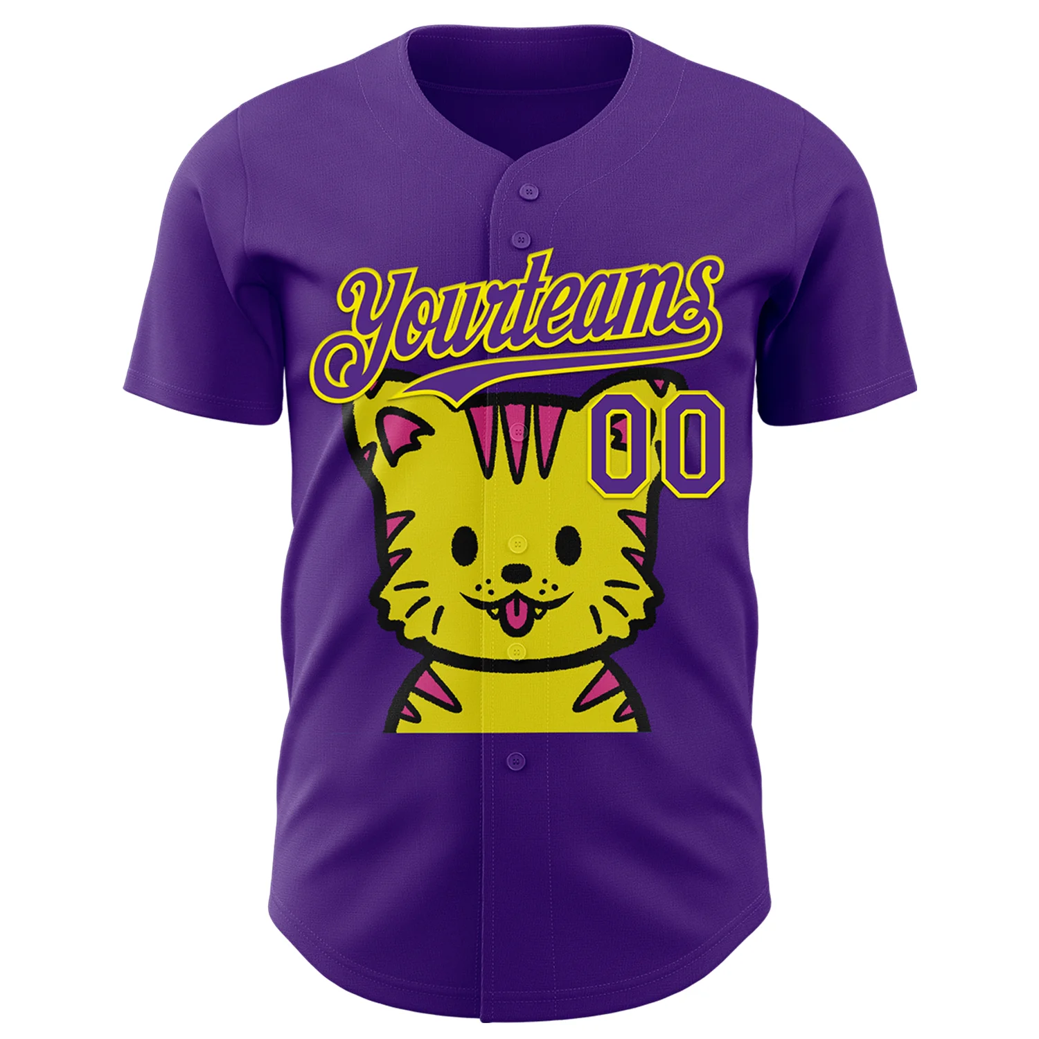 Custom Purple Purple-Light Yellow 3D Tobe Fonseca Cat Warhol Pop Art Authentic Baseball Jersey - Image 2