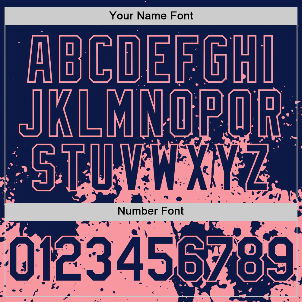 Custom Navy Medium Pink Abstract Splatter Grunge Authentic Baseball Jersey - Image 5