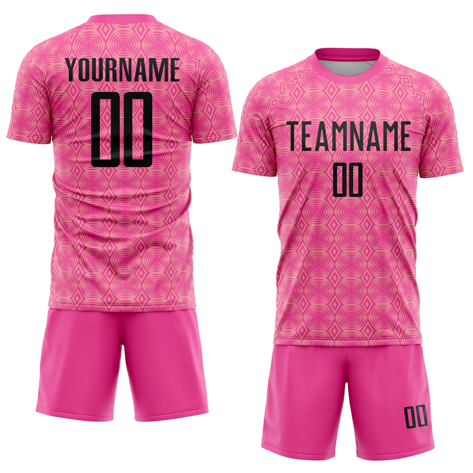 Custom Pink Black-Medium Pink Geometric Shapes Sublimation Soccer Uniform Jersey - Image 2