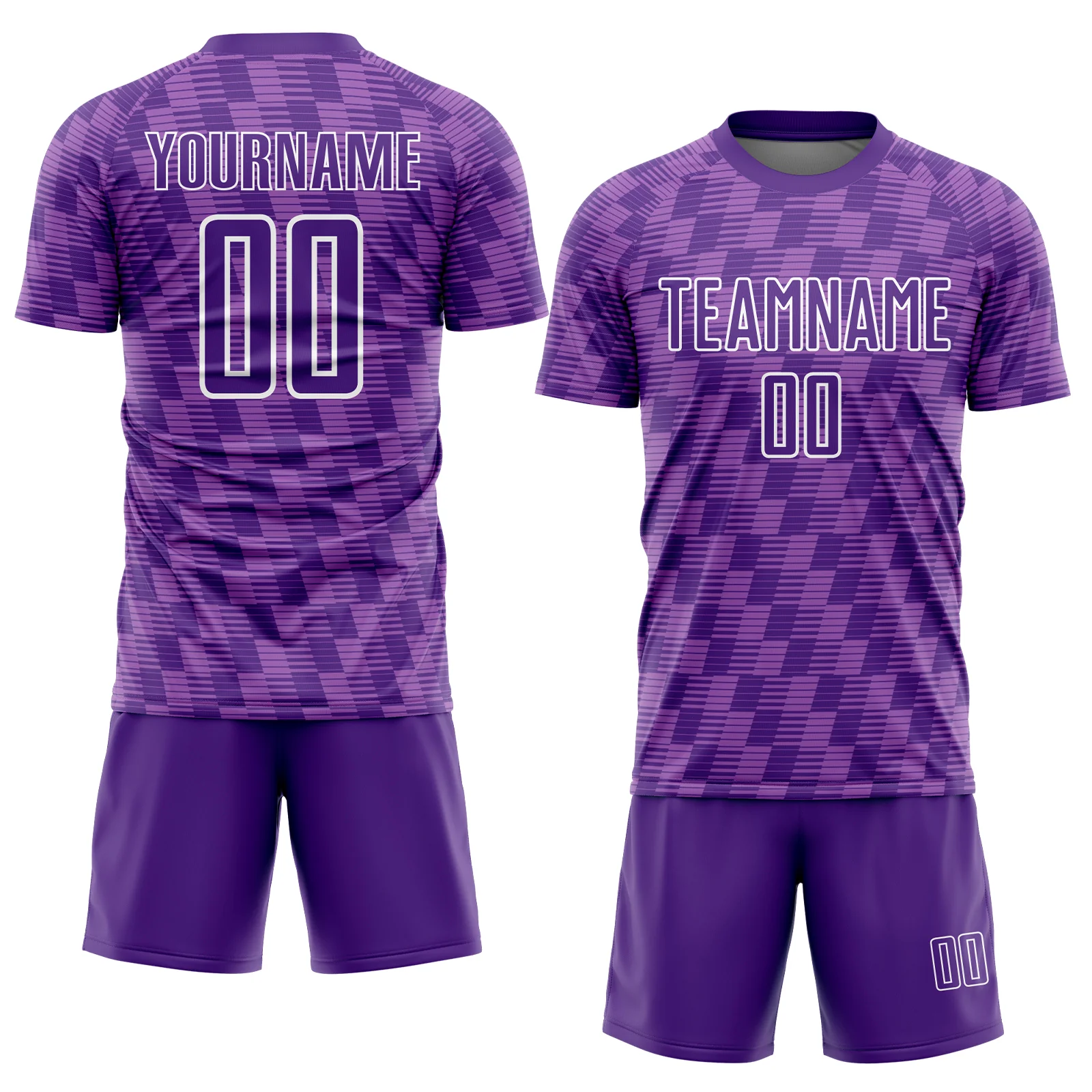 Custom Purple Medium Purple-White Line Sublimation Soccer Uniform Jersey - Image 2