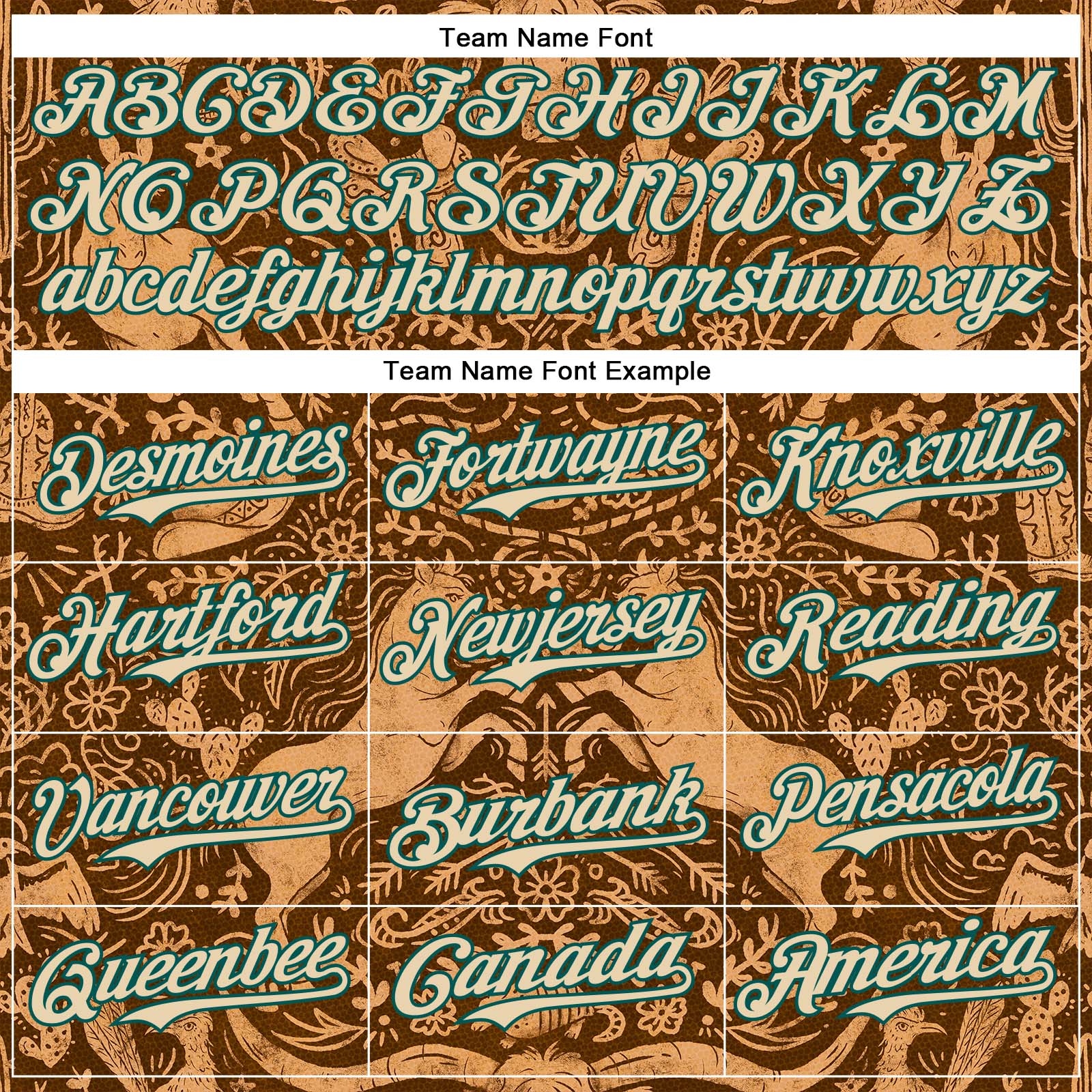 Custom Brown City Cream-Midnight Green 3D Emi Bee Cowpoke Damask Authentic Baseball Jersey - Image 4
