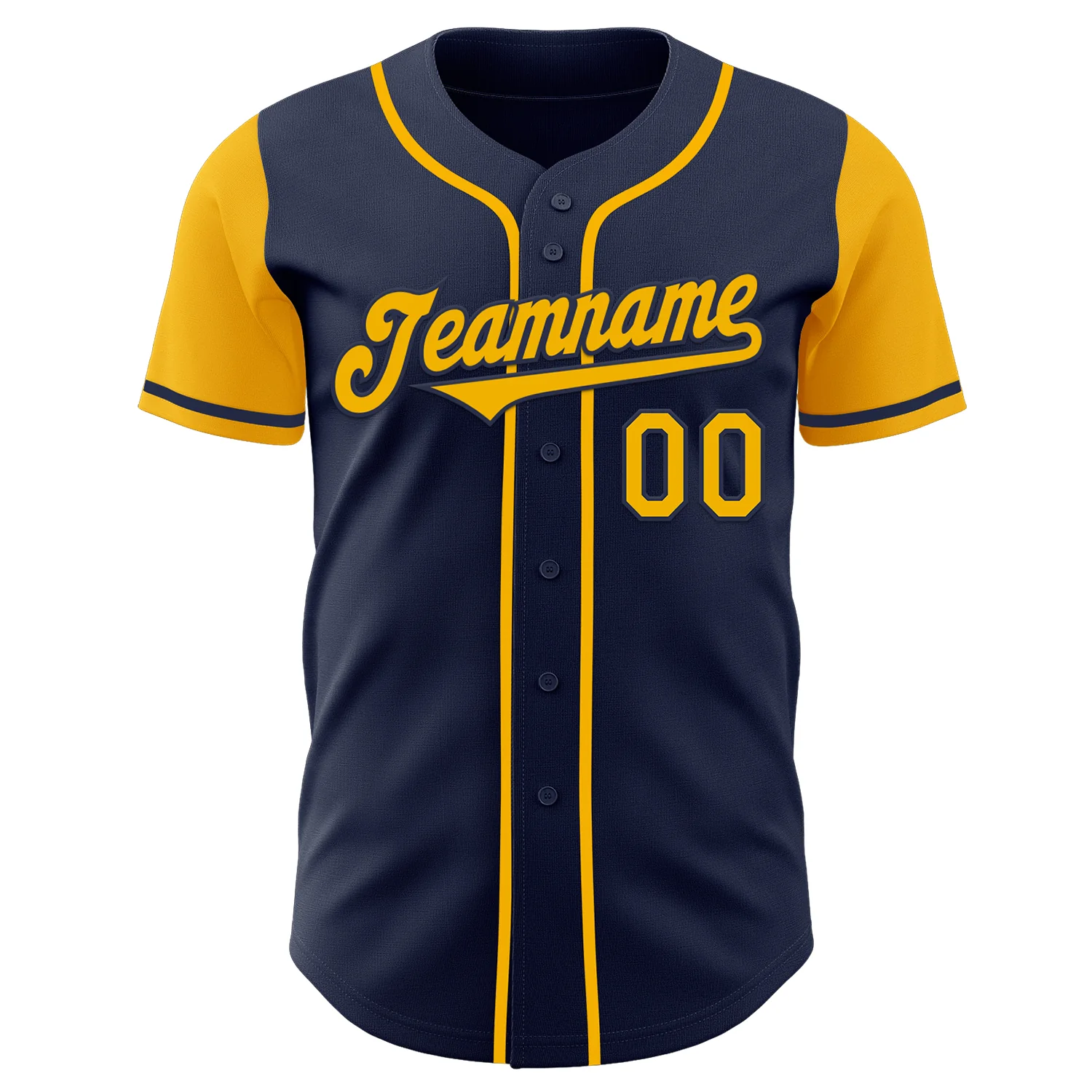 Custom Navy Gold Authentic Two Tone Baseball Jersey - Image 2