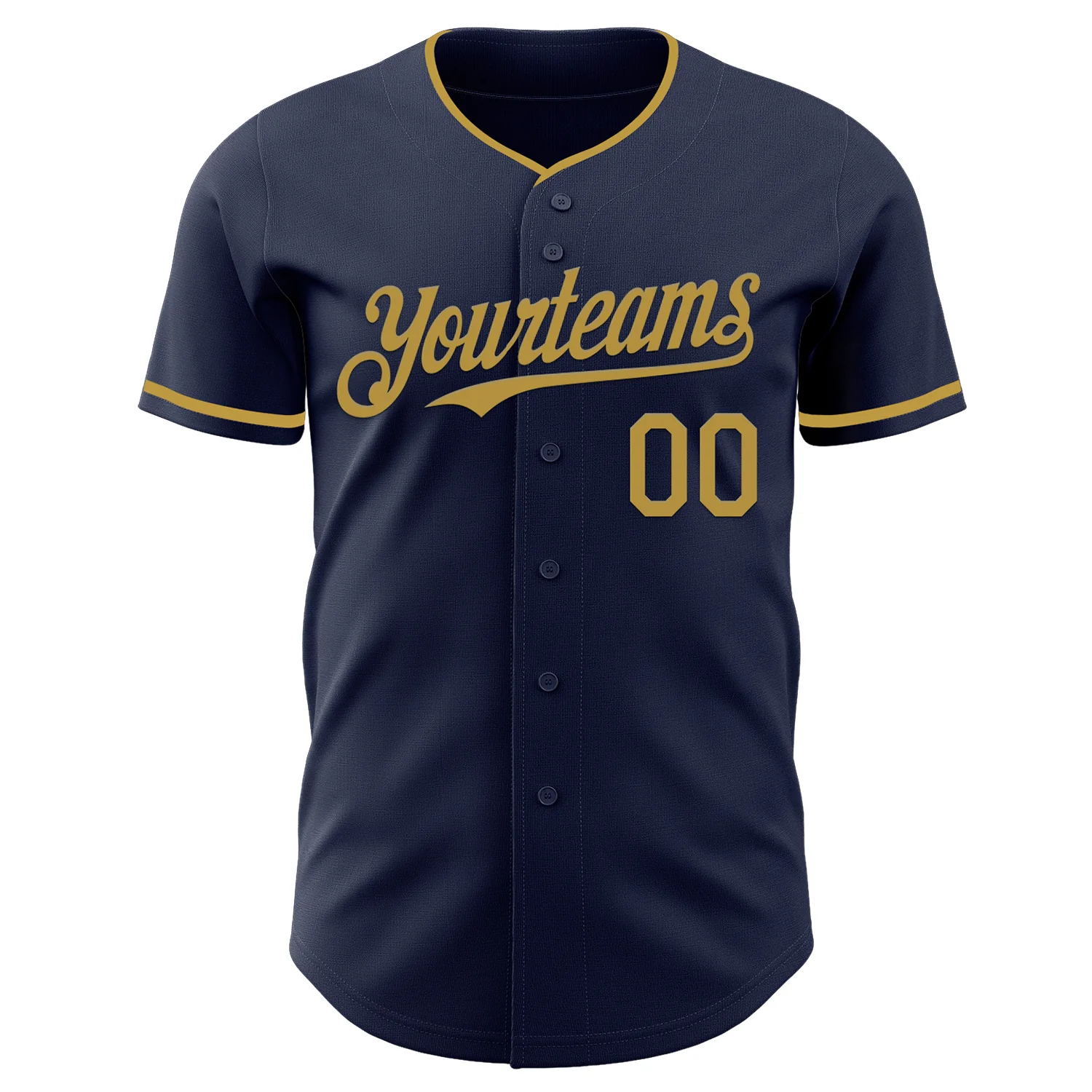 Custom Navy Old Gold Authentic Baseball Jersey - Image 2