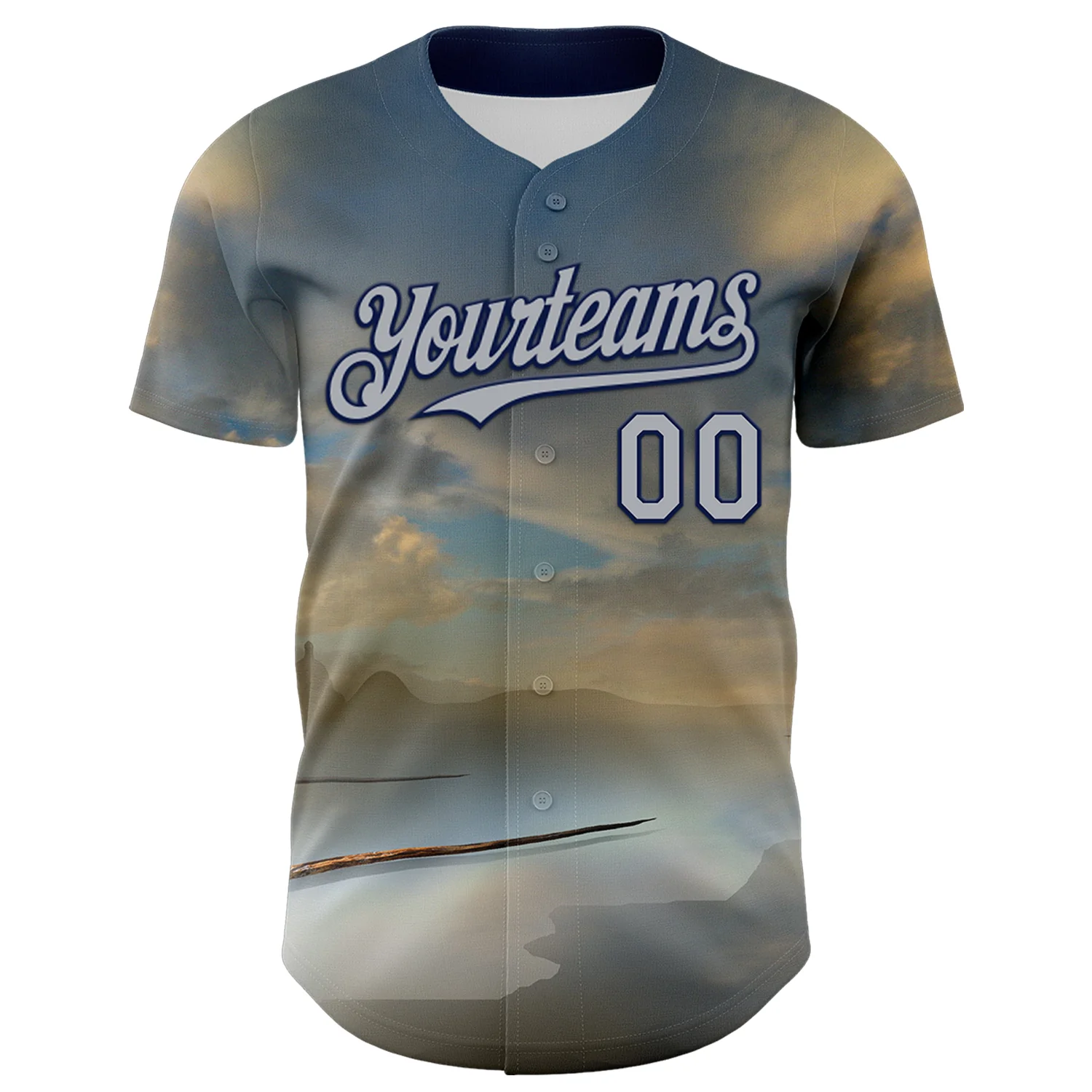 Custom Blue Gray-Navy 3D Marcel Caram The Barbs And The Hand Authentic Baseball Jersey - Image 2