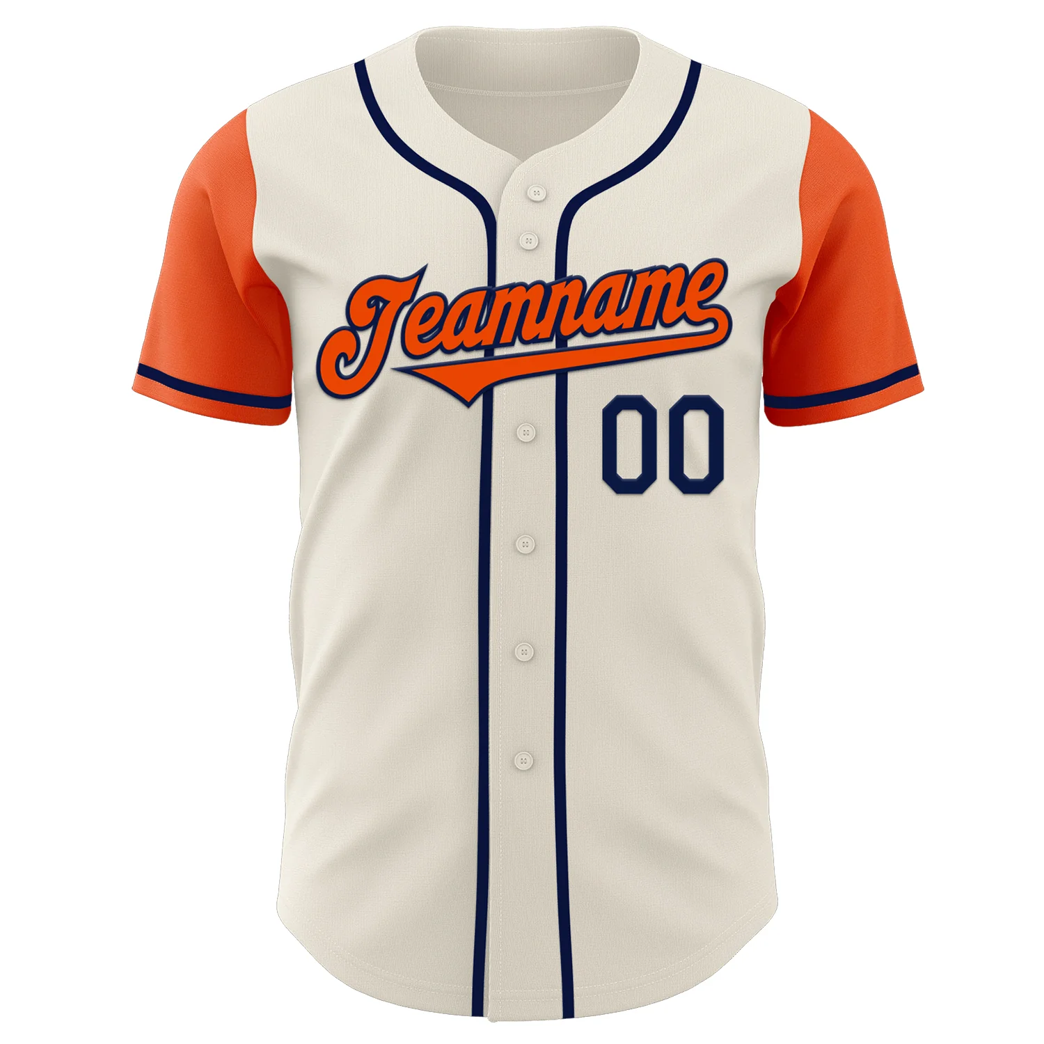 Custom Cream Orange-Navy Authentic Two Tone Baseball Jersey - Image 2