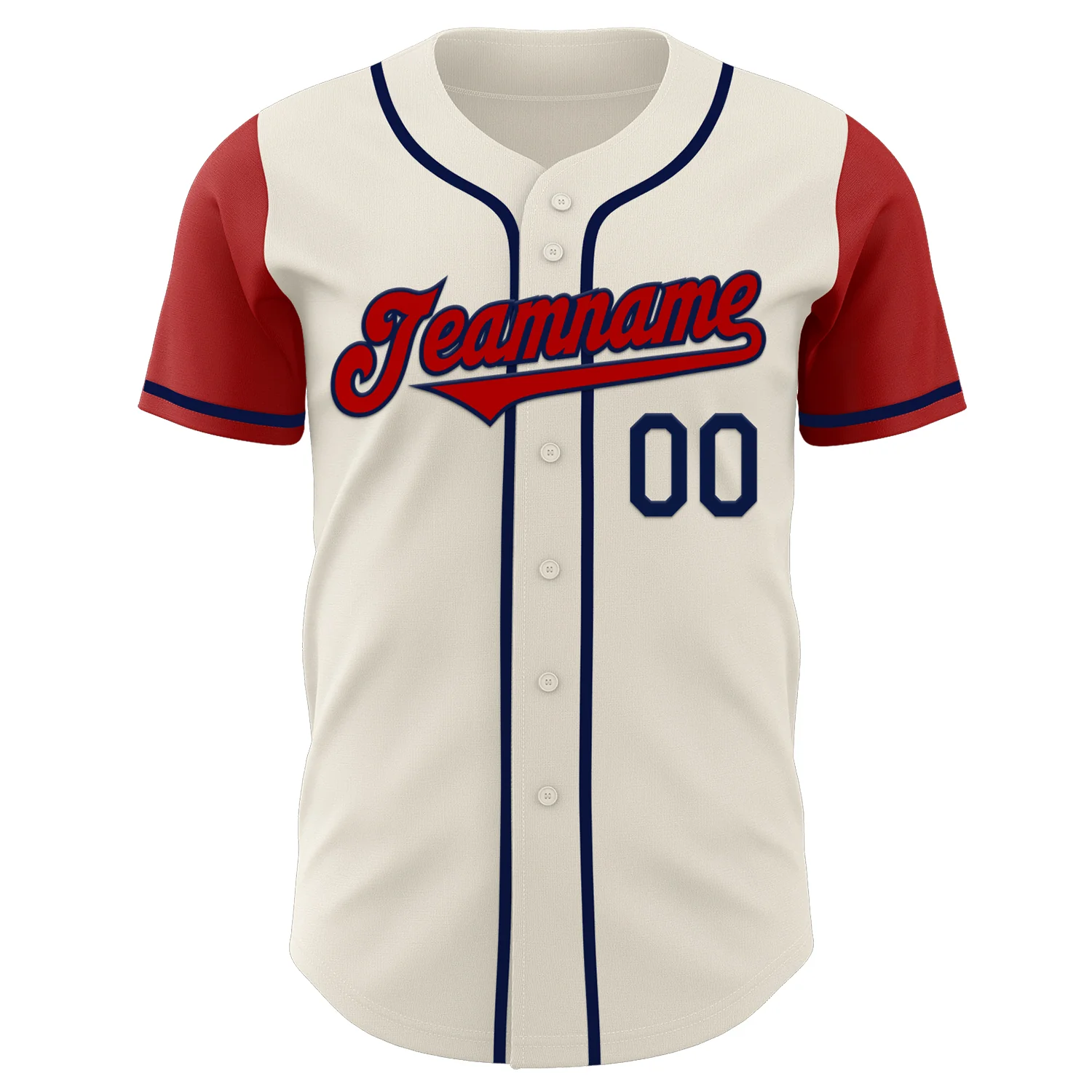 Custom Cream Red-Navy Authentic Two Tone Baseball Jersey - Image 2