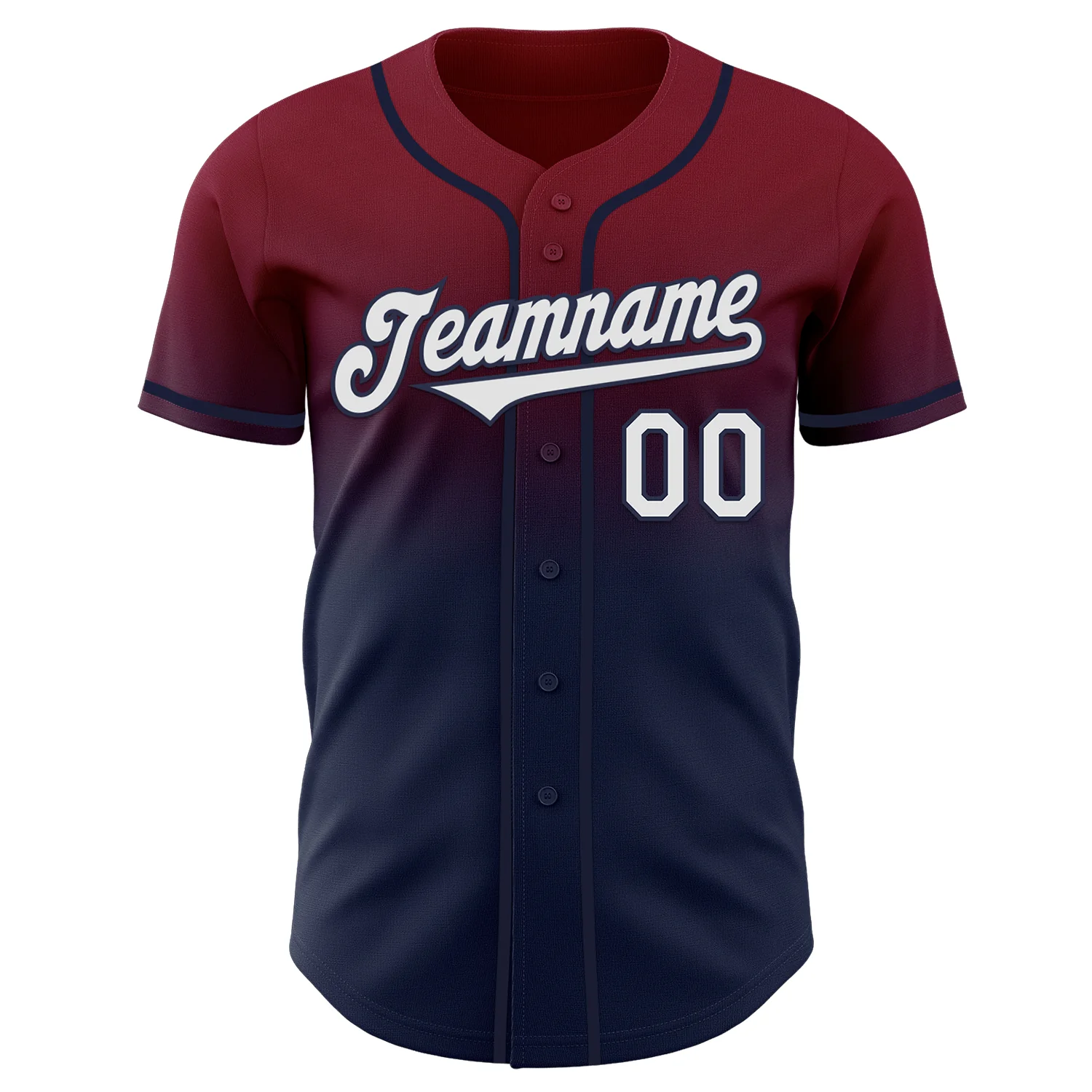 Custom Crimson White-Navy Authentic Fade Fashion Baseball Jersey - Image 2