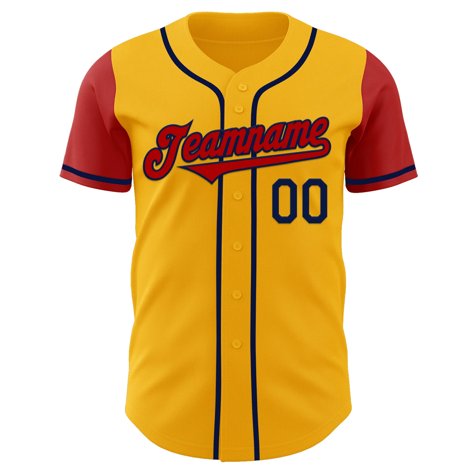 Custom Gold Red-Navy Authentic Two Tone Baseball Jersey - Image 2