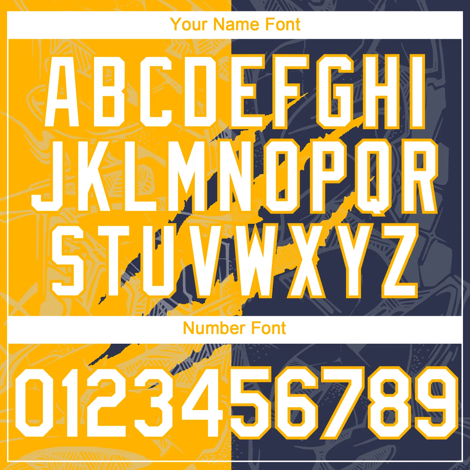 Custom Graffiti Pattern White Navy-Gold 3D Scratch Authentic Baseball Jersey - Image 5