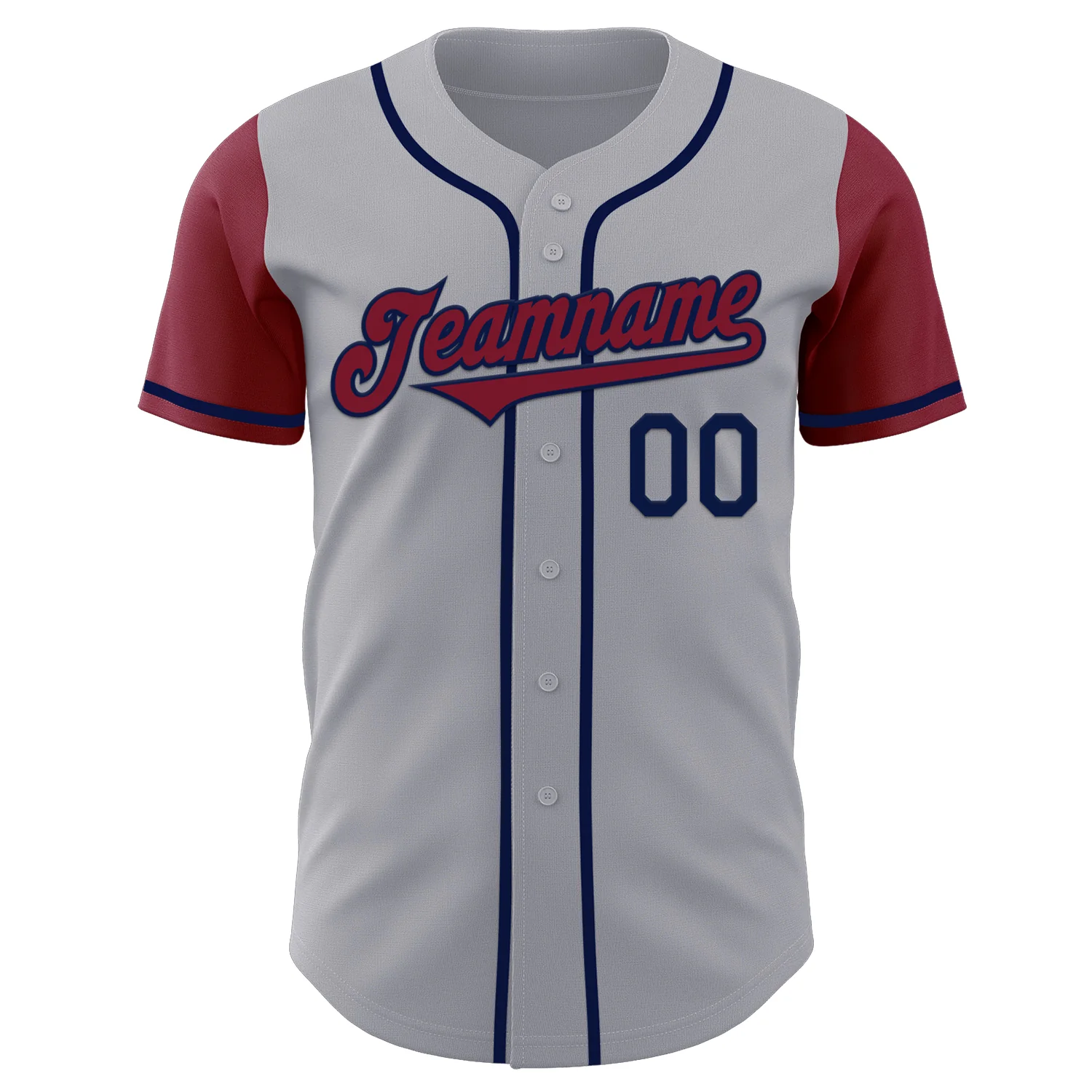 Custom Gray Crimson-Navy Authentic Two Tone Baseball Jersey - Image 2